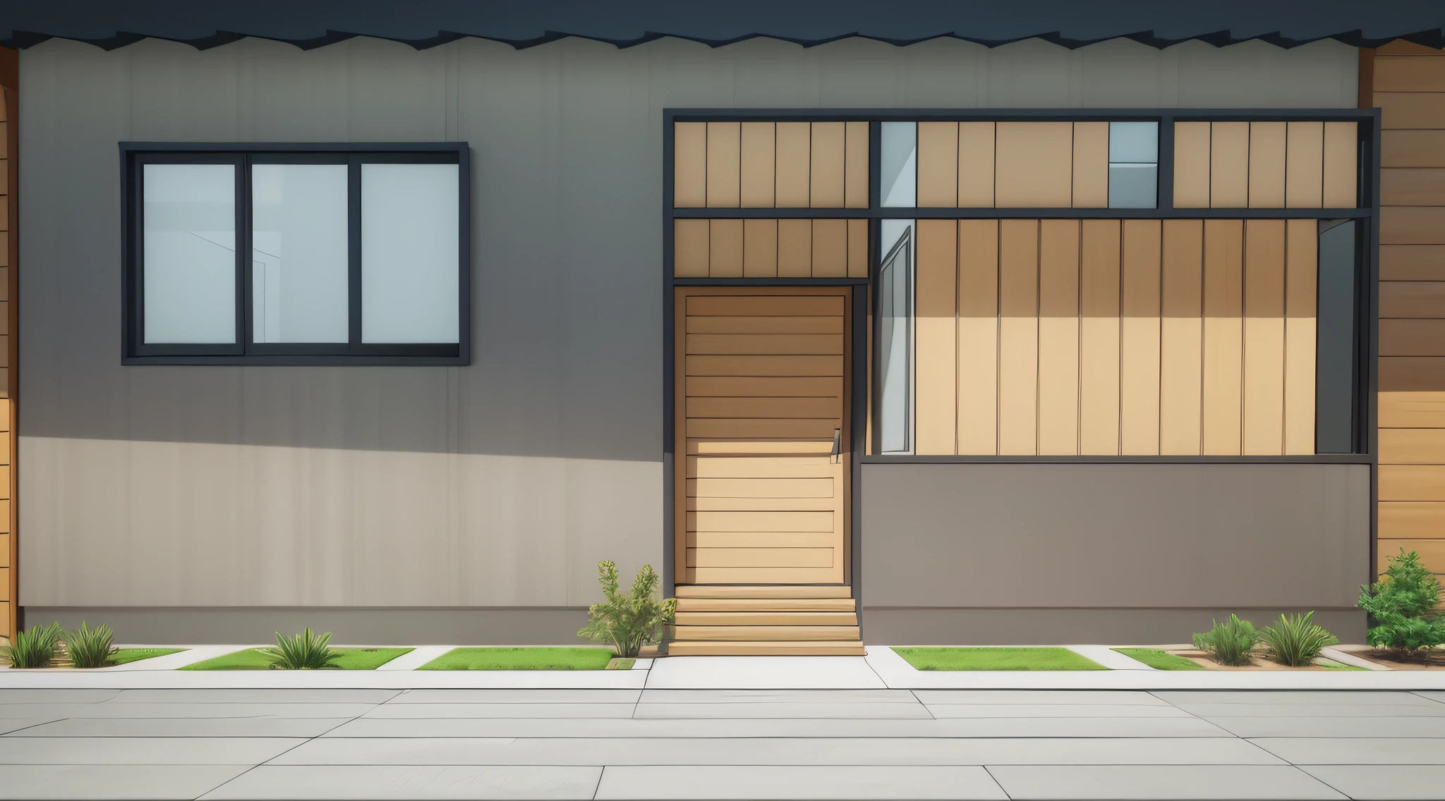 flash modern house material, positive perspective, separate house, complete house, complete, flash animation coloring, black lines, straight outline, layered, HD