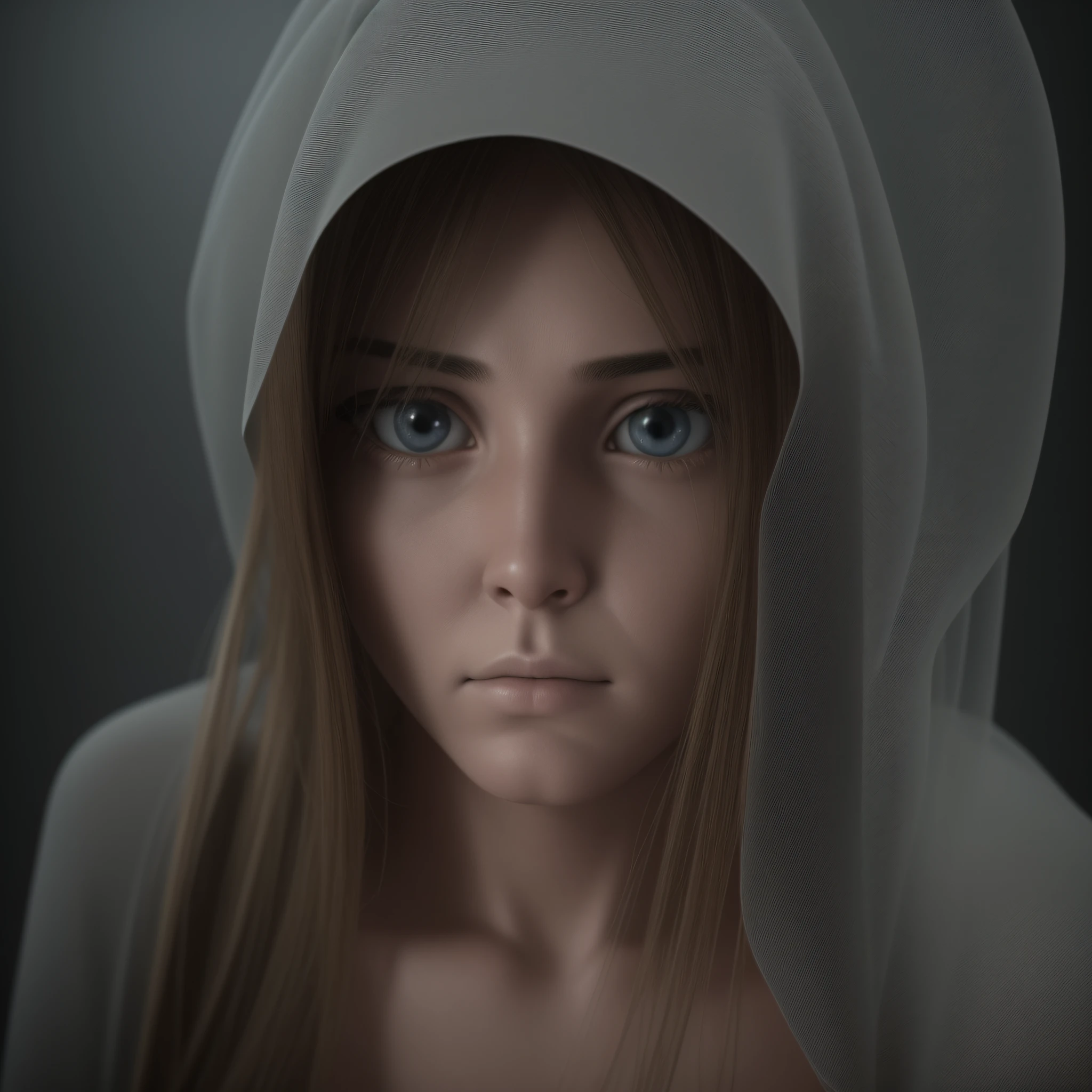 A frightened person, looking at the camera in a dark place, ultra-realistic 3D. --auto --s2