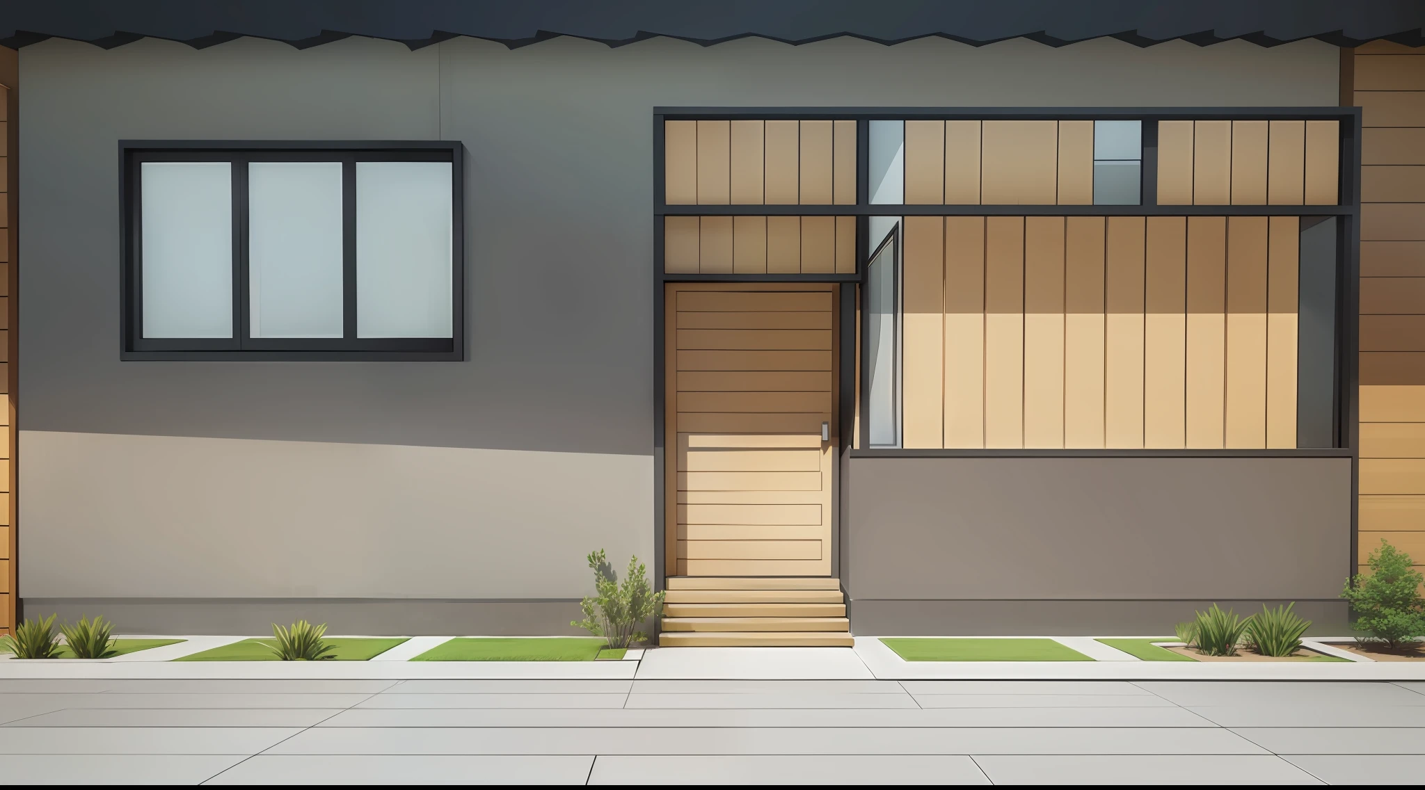 flash modern house material, positive perspective, separate house, complete house, complete, flash animation coloring, black lines, straight outline, layered, HD
