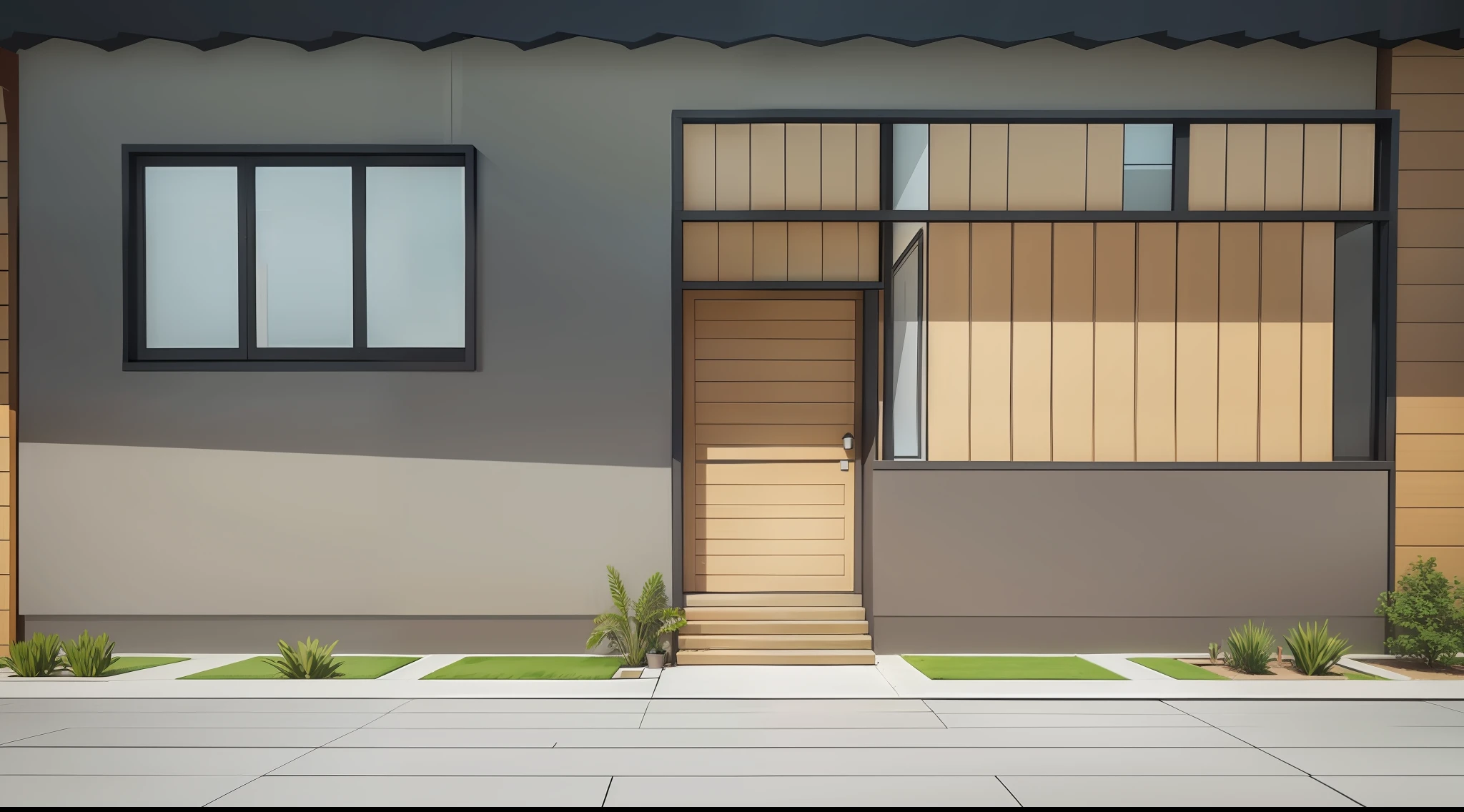 flash modern house material, positive perspective, separate house, complete house, complete, flash animation coloring, black lines, straight outline, layered, HD