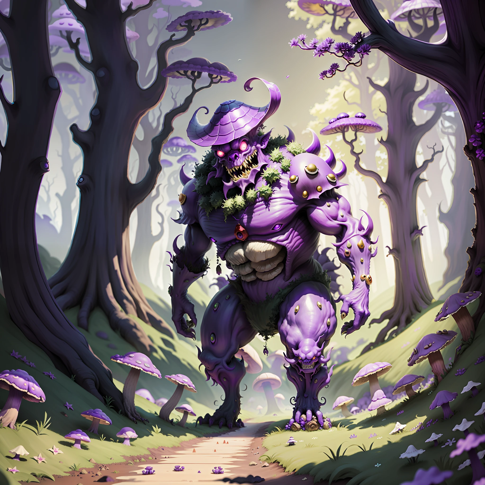 Monster made of purple mushrooms