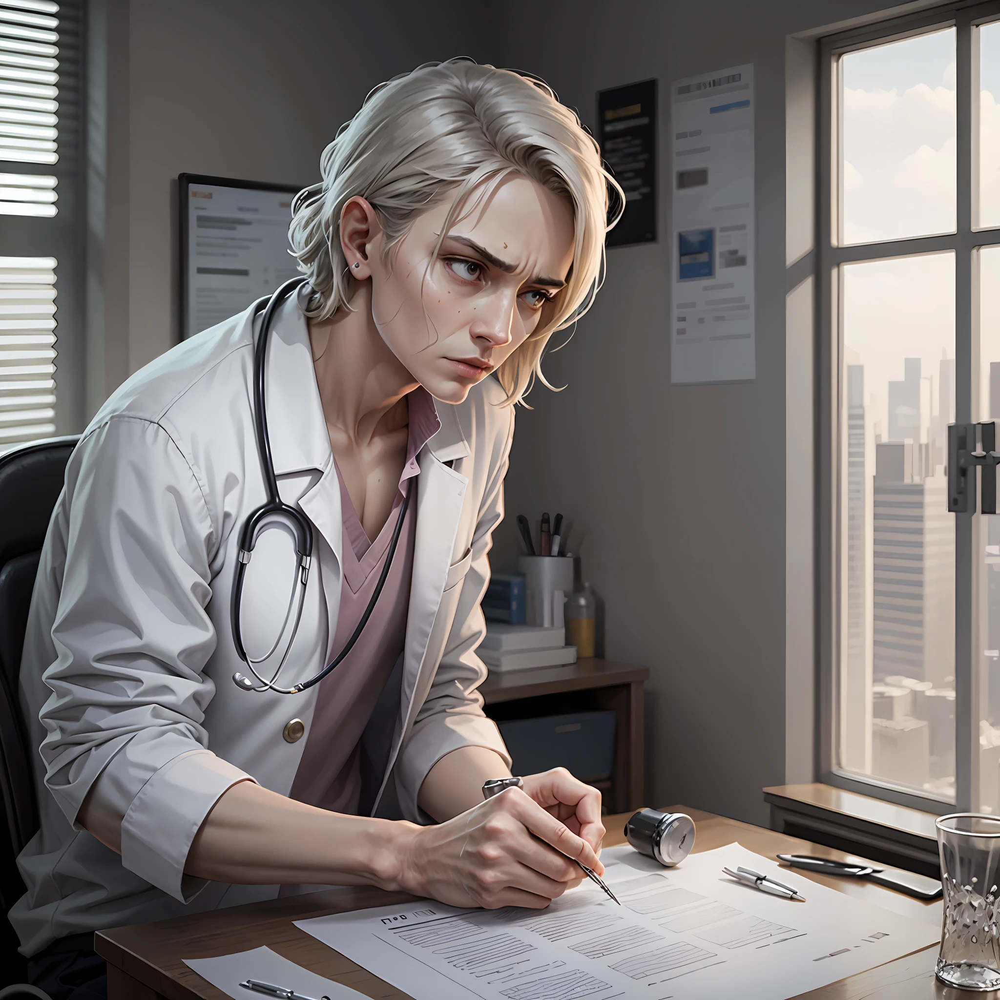 doctor, analyzing his patient who suffered aggression in the body. --auto --s2