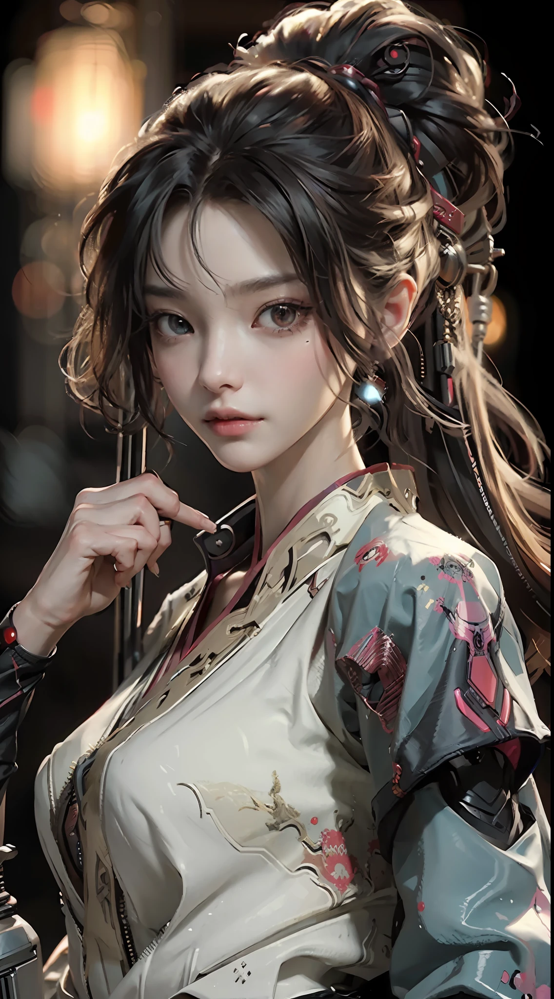 (Masterpiece, best quality: 1.2), highly detailed face, cyberpunk, marvel style, crane