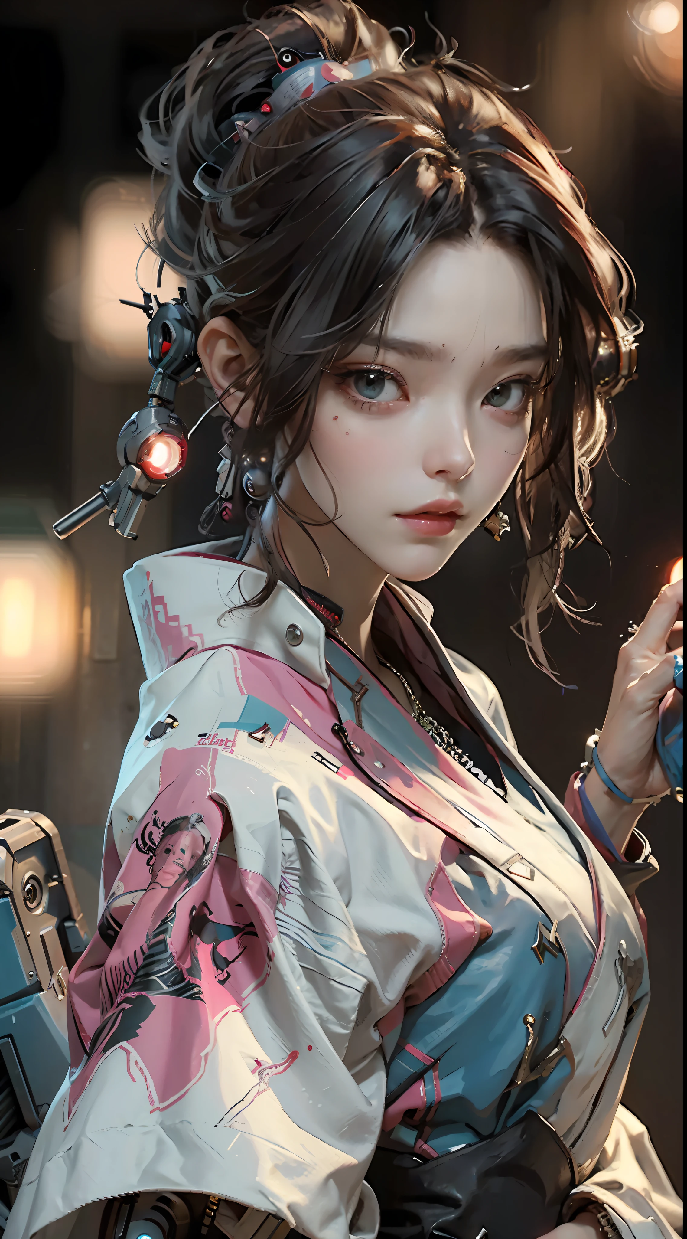 (Masterpiece, best quality: 1.2), highly detailed face, cyberpunk, marvel style, crane