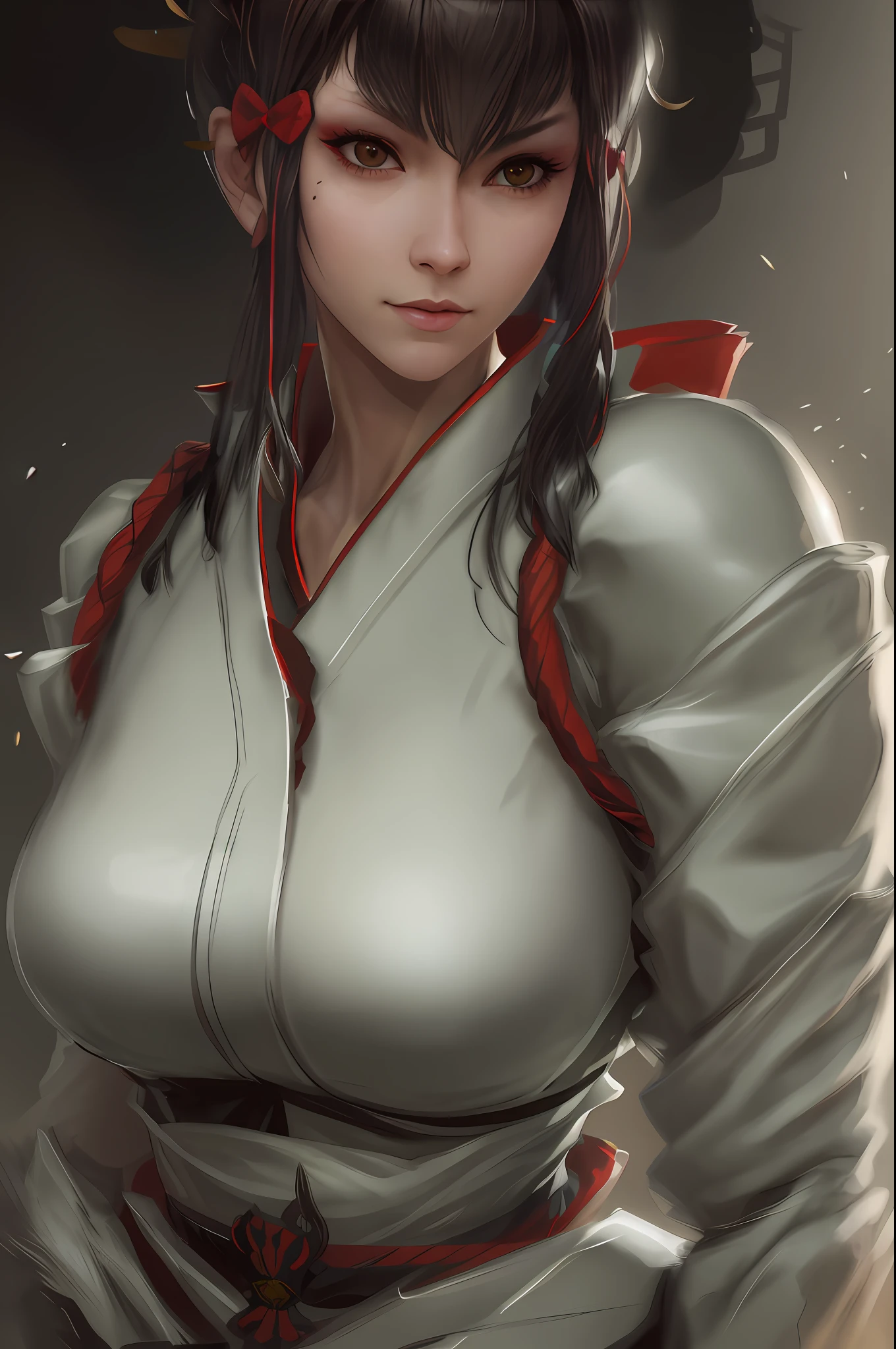 realistic close portrait of msmkazumi, breast. hot, sexy, (cleavage:1.05),dramatic lighting, illustration by Greg rutkowski, yoji shinkawa, 4k, digital art, concept art, trending on artstation