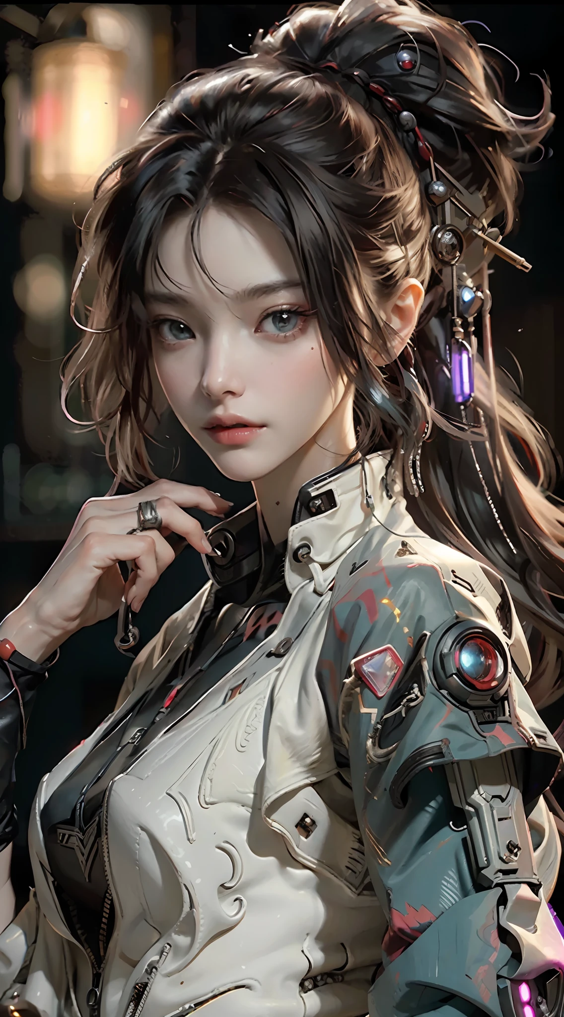 (Masterpiece, best quality: 1.2), highly detailed face, cyberpunk, marvel style, crane