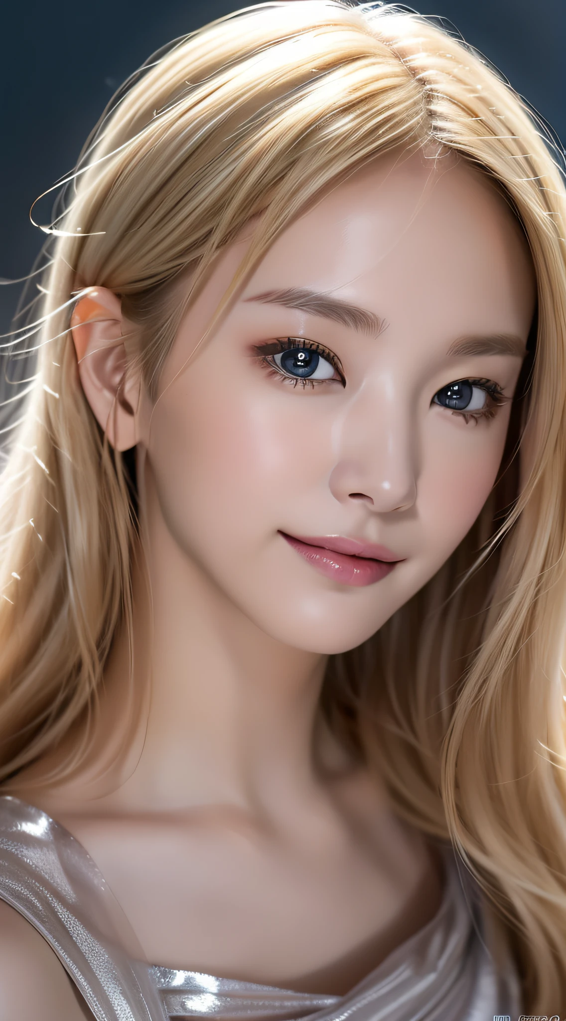 light smile, night, RAW photo, (((portrait of extreme beauty))), (radiant skin)), 1 girl, beautiful girl in Prague, 11 years old, ((natural bright blonde hair)), [blue eyes], shiny glossy skin, silky long straight hair, eyeliner, long bangs, hair between eyes, fluttering hair, ((masterpiece, top quality, ultra detail, film light, complex details, High Resolution, 8K, Very Detailed)), Detailed Background, 8K UHD, DSLR, Soft Light, High Quality, Film Grain, Fujifilm XT3, Shallow Depth of Field, Natural Light, (No Hand), Upper Eye, Sap Eyes,
