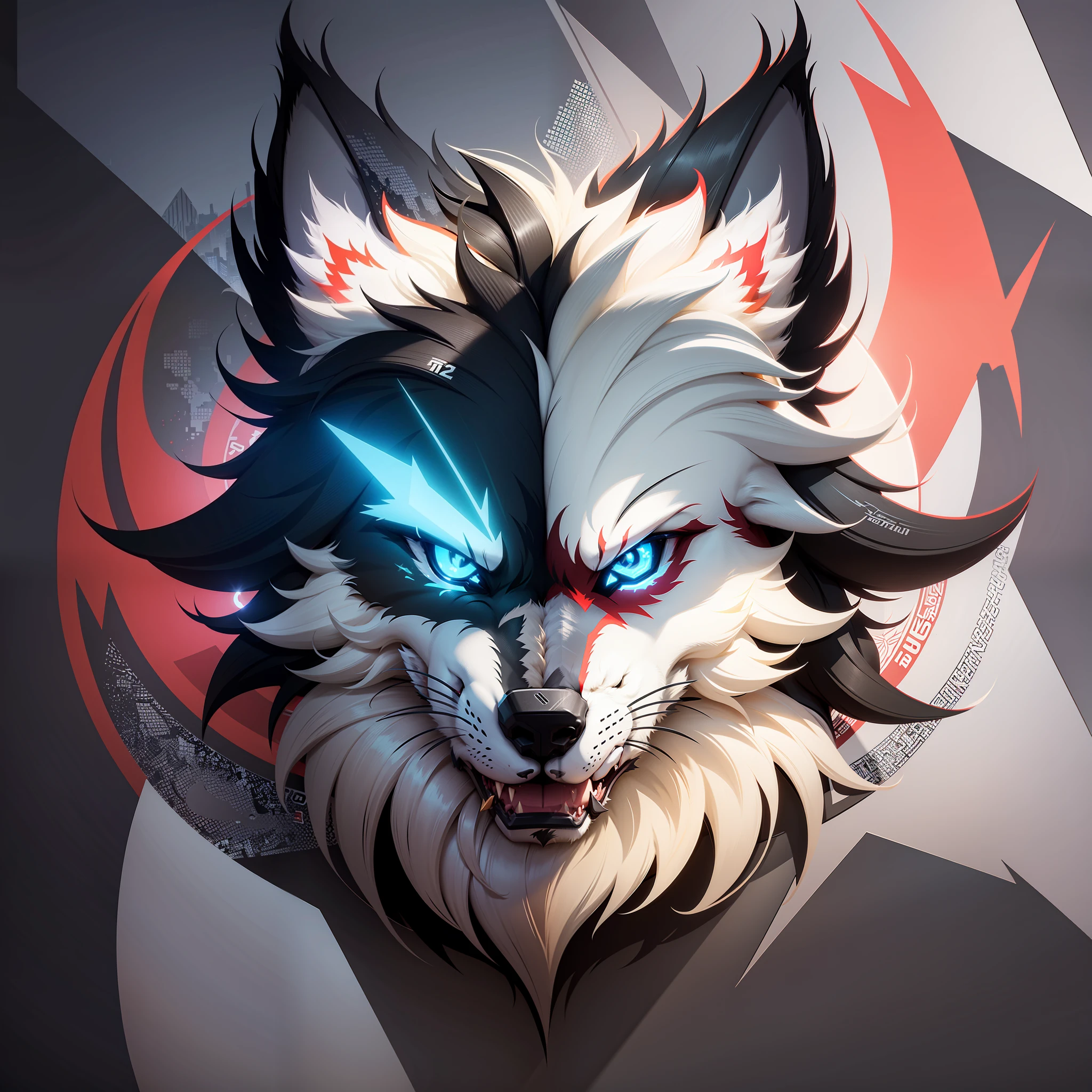 2D Esports Wolf Shape Sticker Logo full of vectorized colors --auto --s2