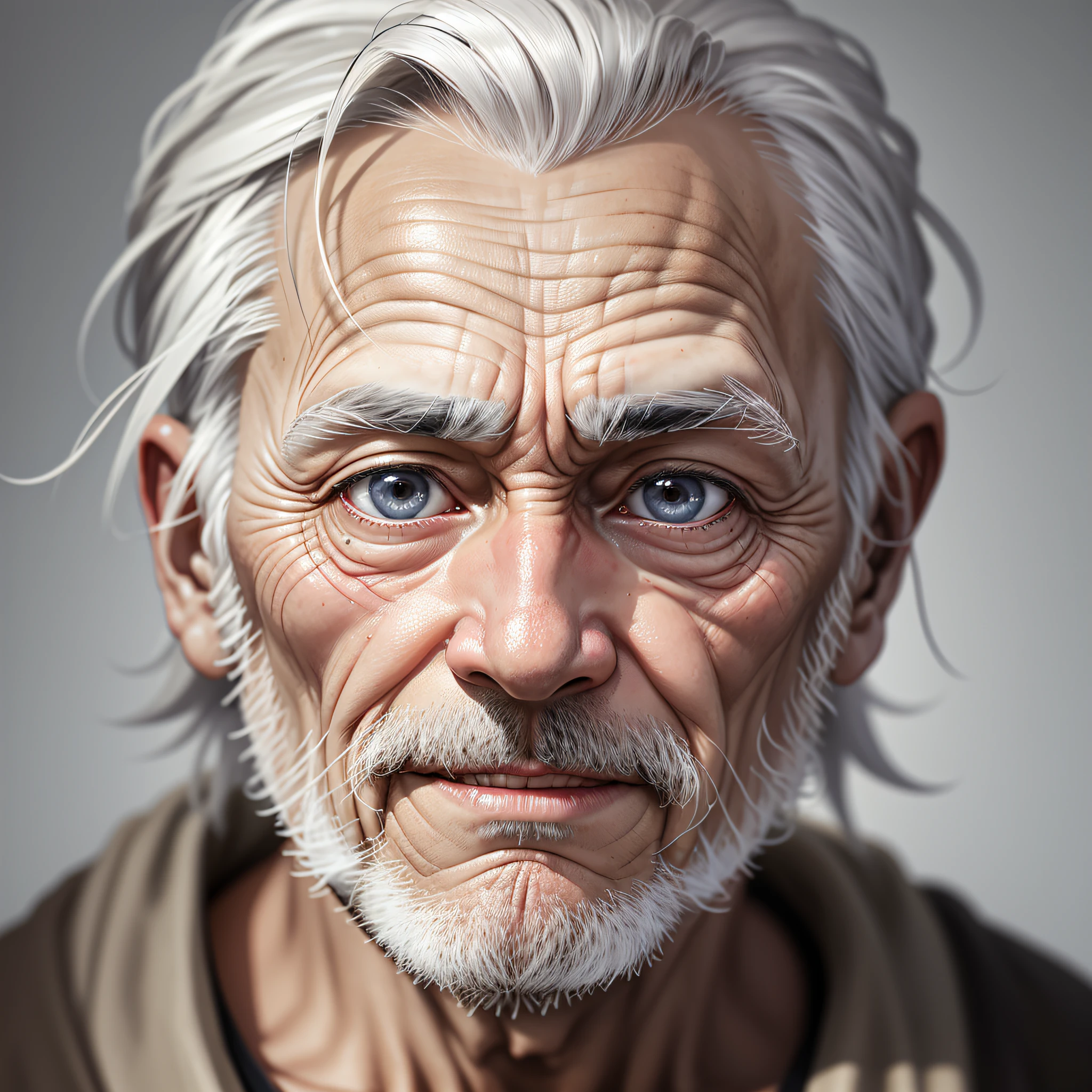 Old man face, portrait shape, expression marks, wrinkles, deep eyes, white skin color, gray hair, rich in detail, hd --auto --s2
