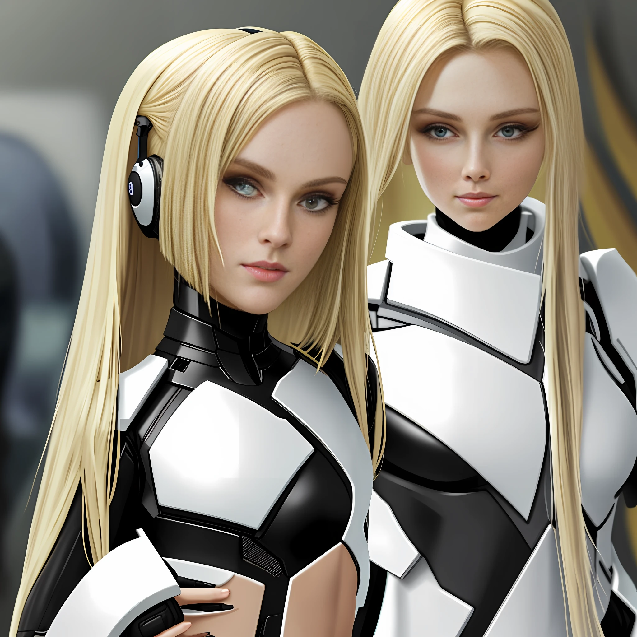 Beautiful android blonde woman