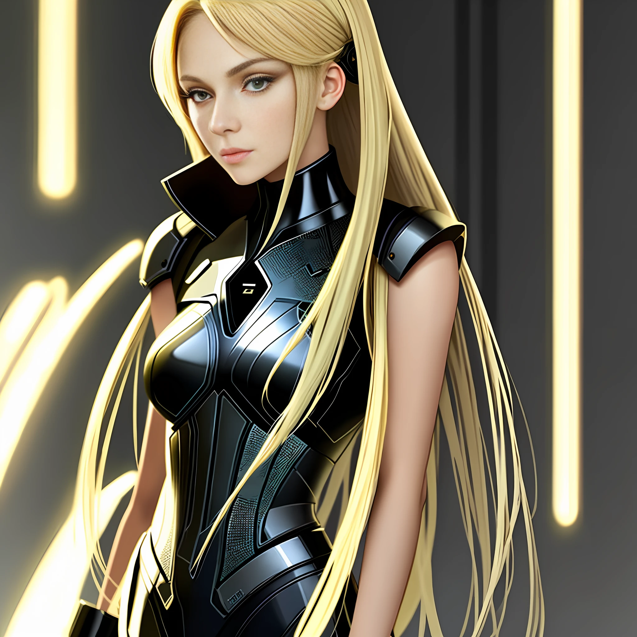 Beautiful android blonde woman