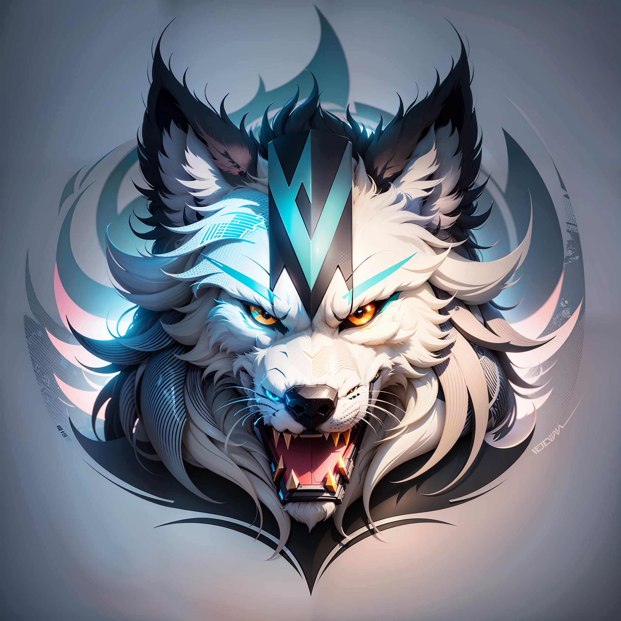 2D Esports Wolf Shape Sticker Logo Full of Color Vectorized Security Company --auto --s2