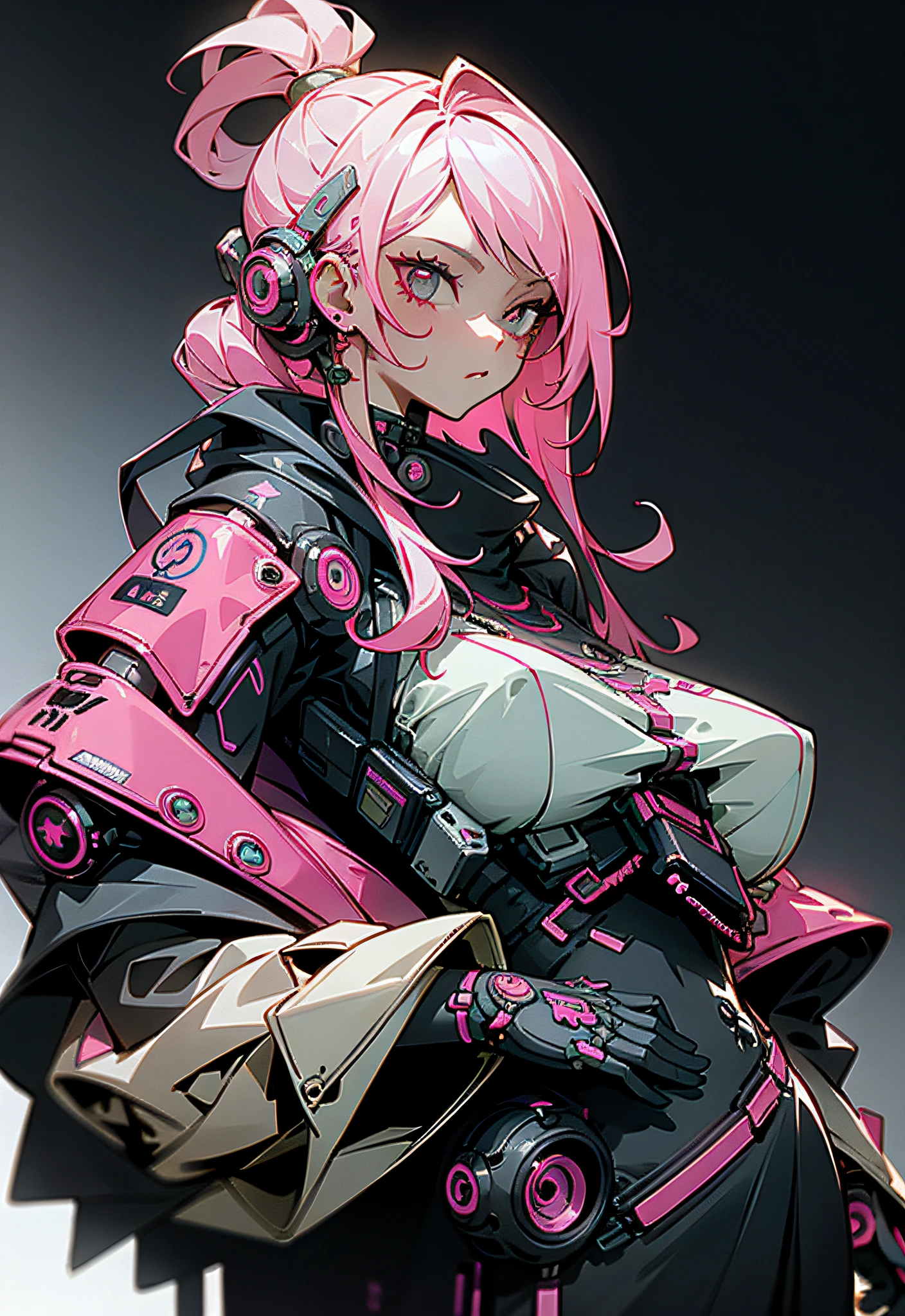 a woman with pink hair sitting on top of a wall, anime cyberpunk art, cyberpunk anime art, female cyberpunk anime girl, cyberpunk anime girl, dreamy cyberpunk girl, cyberpunk girl, anime cyberpunk, cyberpunk beautiful girl, digital cyberpunk anime art, a teen cyberpunk cyborg, neonpunk, young lady cyborg, high quality cyberpunk art, modern cyberpunk animeန