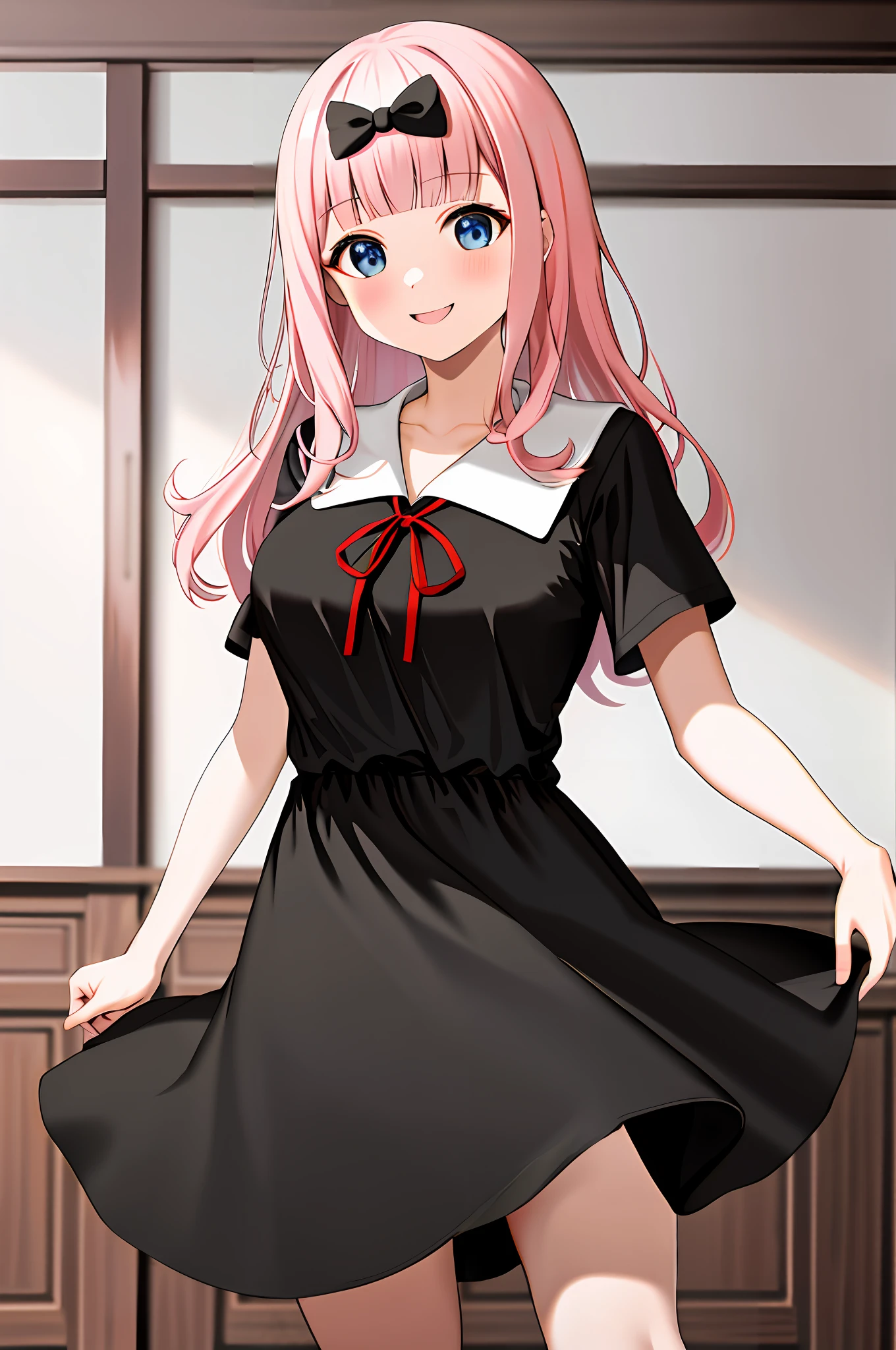 Skirt behind thigh,