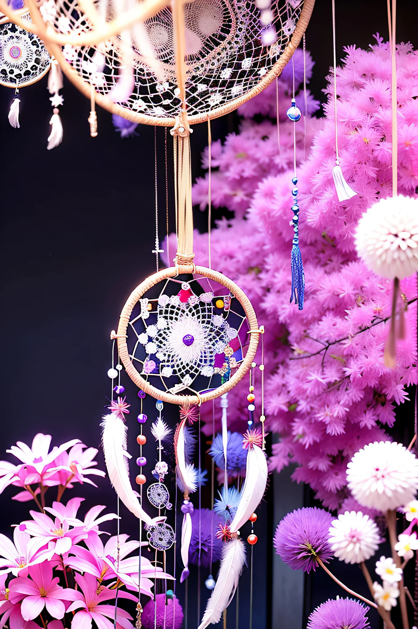 white dream catcher with a star on it, dreamcatcher, dreamcatchers, feathers, galactic dreamcatchers, white color, white hue, purple hues, purple and blue, wind chimes, feather earing, purple and pink, made of feathers, purple and blue colored, purples, blue and purple, beautiful feathers, shades of white, full dream catcher in the wall of room, dream catchers full on room wall