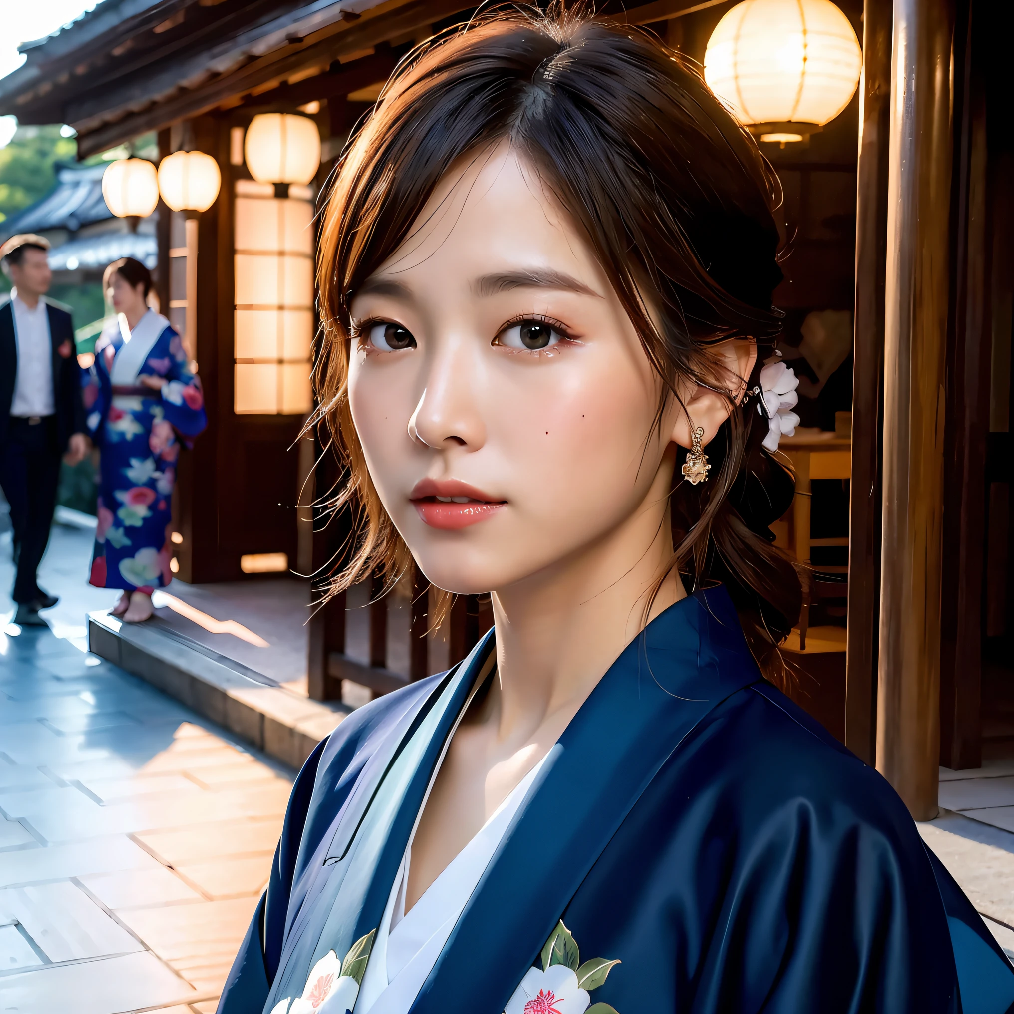 there is a woman in a kimono standing in front of a building, in kimono, in a kimono, beautiful japanese girls face, portrait of a japanese teen, 奈良美智, shinsui ito, of a youthful japanese girl, wearing kimono, wearing a kimono, wearing royal kimono, elegant japanese woman, chiho