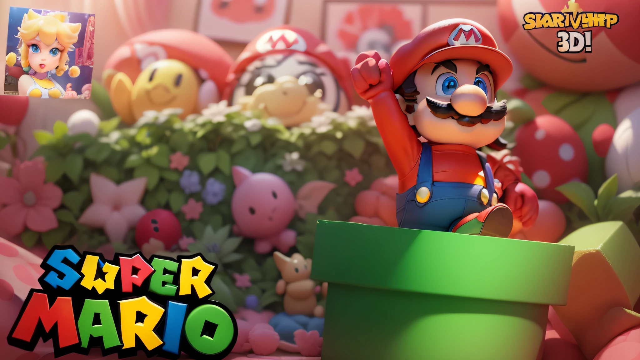 super mario doll 3d square realistic cute illuminated thumbnail