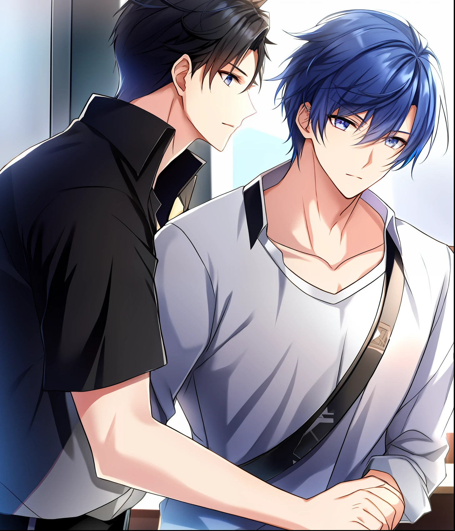 Male black and blue haired character