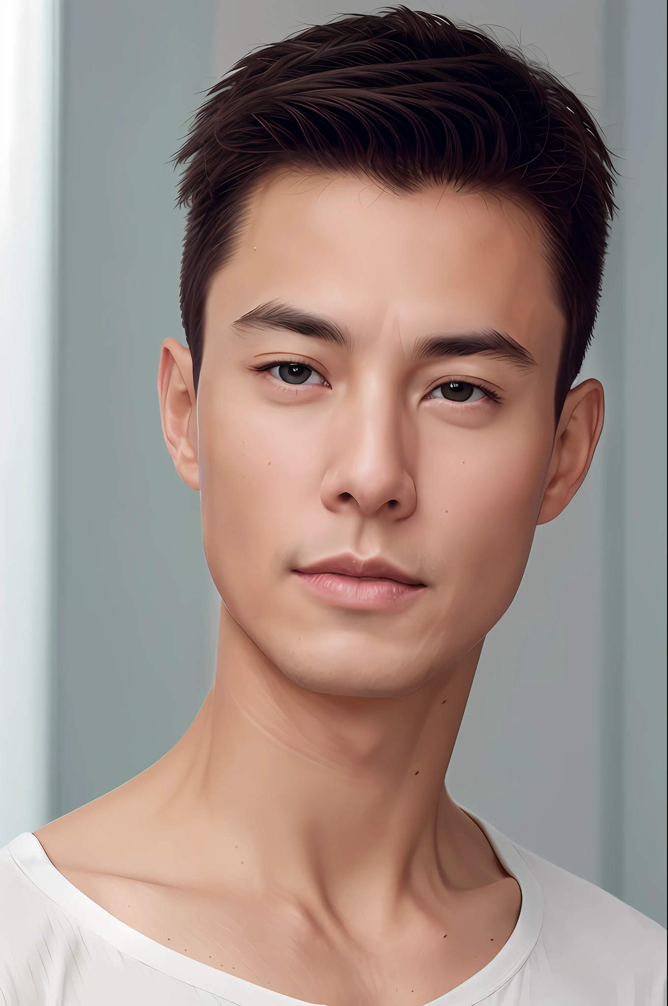 hiqcgbody, Highly detailed RAW color photo, toned physique, (beautiful and elegant face), (detailed skin), (oil: 0.6), (tesla coil: 0.4), soft lighting, (side lighting: 0.8), shadow projection, depth focus, photographed on a Leica 10772 MP, 85mm macro lens, F/8 aperture, film still, (Office boy, sexy), short hair, elegant prince, (extremely detailed face) (very detailed and expressive eyes) , revealing clothes, strong and masculine body
