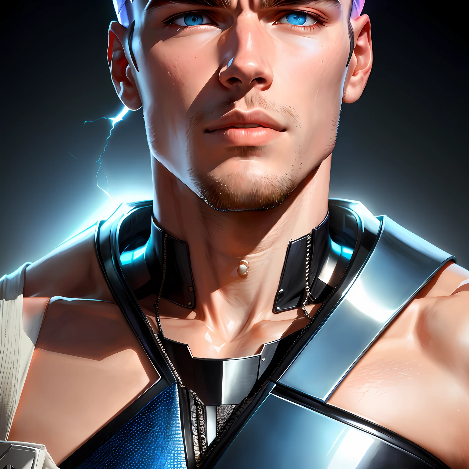 Nice strong guy without an arm holding a necklace with a Cross