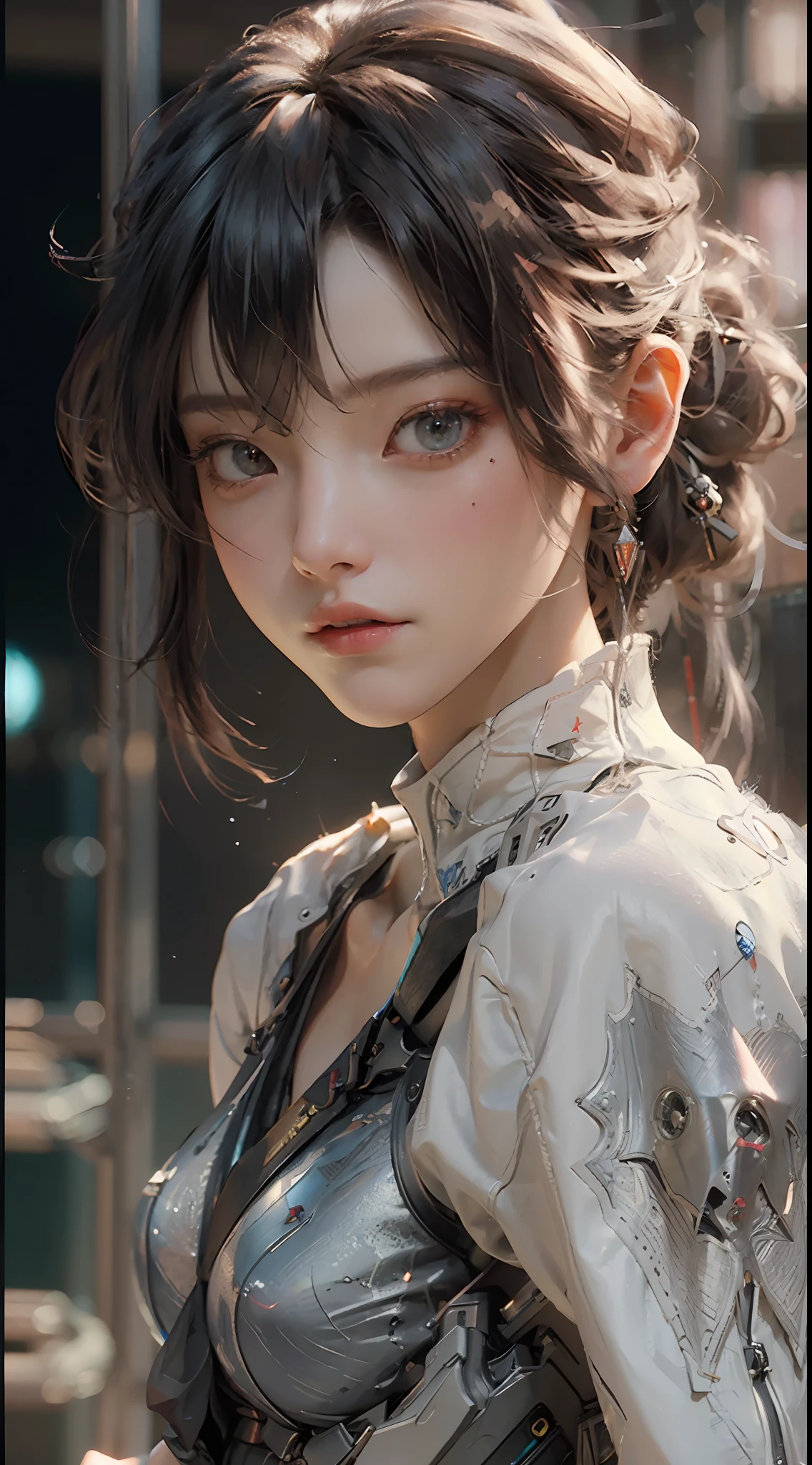 ((Best quality)), ((masterpiece)), (detailed:1.4), 3D, an image of a beautiful cyberpunk female,HDR (High Dynamic Range),Ray Tracing,NVIDIA RTX,Super-Resolution,Unreal 5,Subsurface scattering,PBR Texturing,Post-processing,Anisotropic Filtering,Depth-of-field,Maximum clarity and sharpness,Multi-layered textures,Albedo and Specular maps,Surface shading,Accurate simulation of light-material interaction,Perfect proportions,Octane Render,Two-tone lighting,Wide aperture,Low ISO,White balance,Rule of thirds,8K RAW,