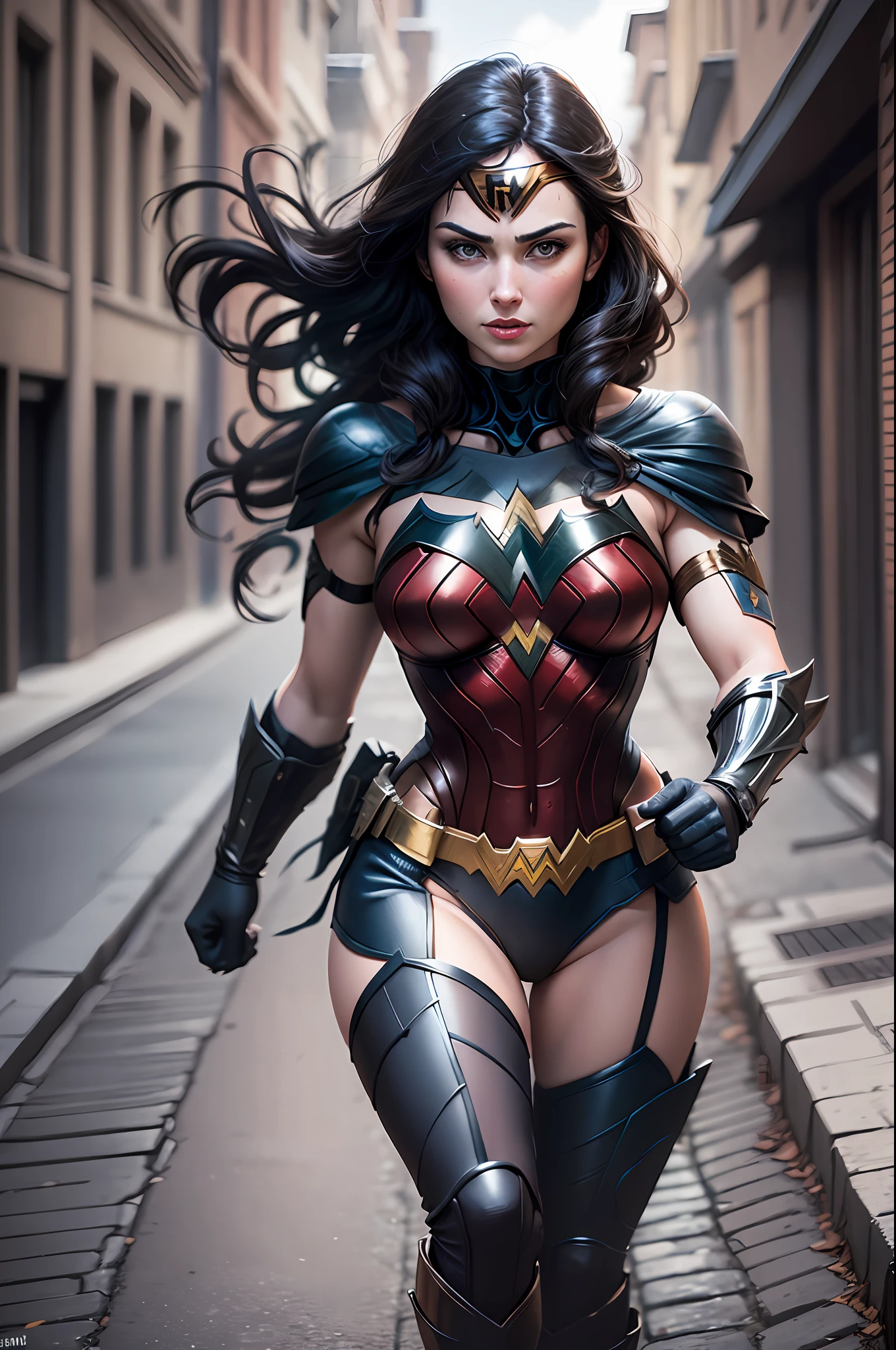 Batman and Wonder Woman are beautiful and together on The War, 64k, realistic, high definicion, ultra resolution, Fujifilm XT3, detailed, Dark ilumination, action scene, --auto --s2
