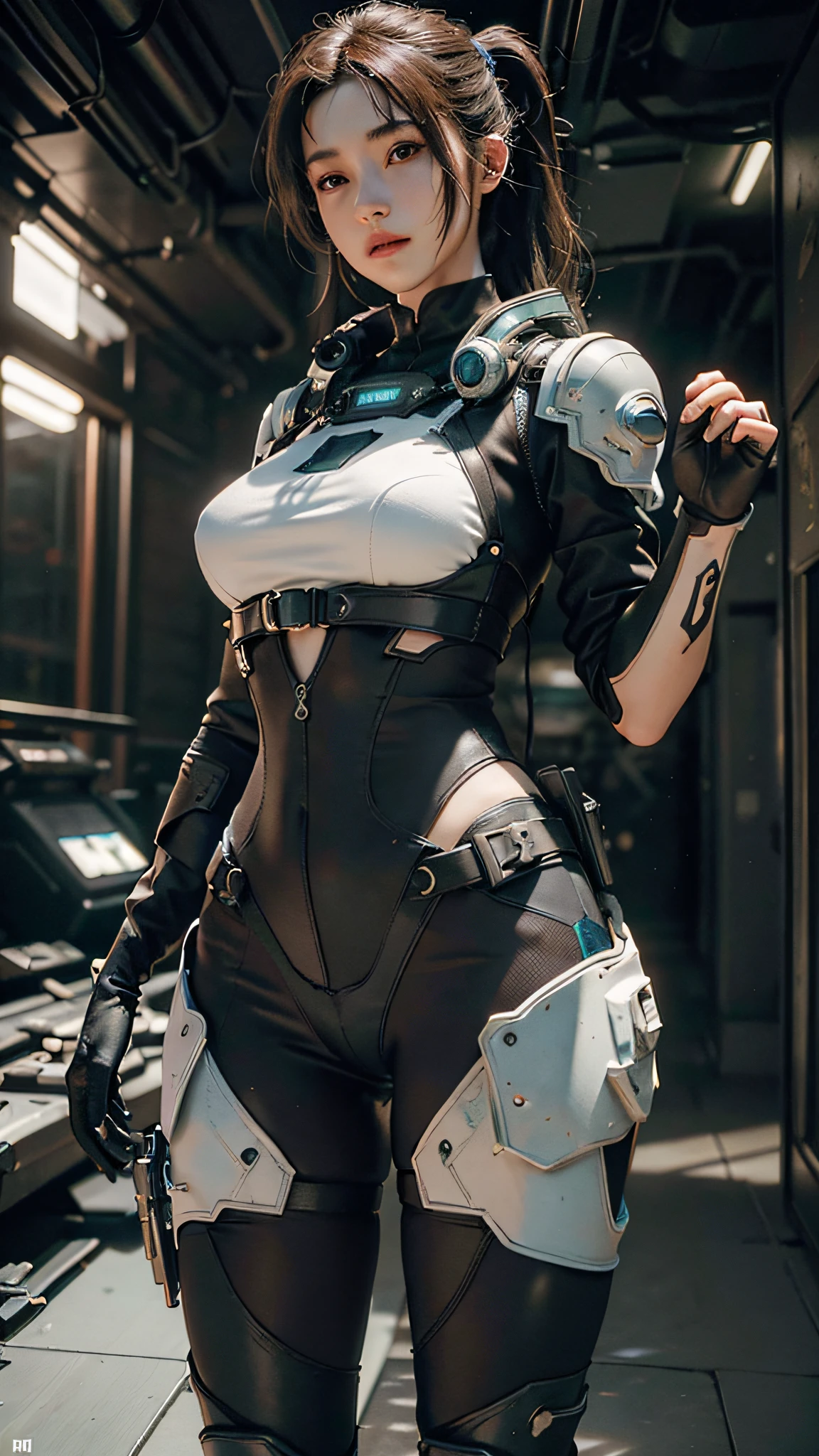 ((Best quality)), ((masterpiece)), (detailed:1.4), 3D, an image of a beautiful cyberpunk female,HDR (High Dynamic Range),Ray Tracing,NVIDIA RTX,Super-Resolution,Unreal 5,Subsurface scattering,PBR Texturing,Post-processing,Anisotropic Filtering,Depth-of-field,Maximum clarity and sharpness,Multi-layered textures,Albedo and Specular maps,Surface shading,Accurate simulation of light-material interaction,Perfect proportions,Octane Render,Two-tone lighting,Wide aperture,Low ISO,White balance,Rule of thirds,8K RAW,CircuitBoardAI,