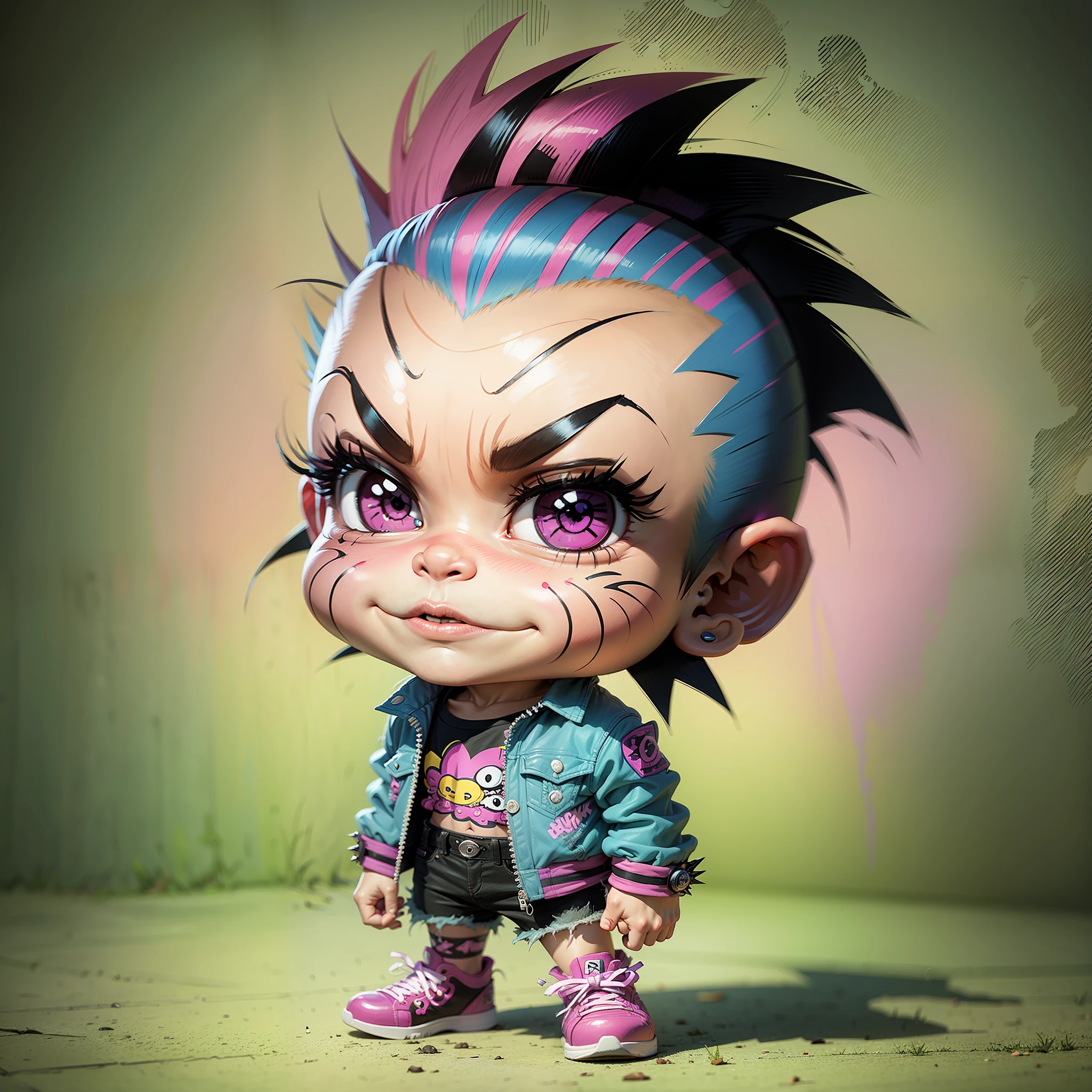 punk rocker cartoon boy, rugrats, cartoon style illustration, cartoon style, 90's comic book character design, chucky style, --auto --s2