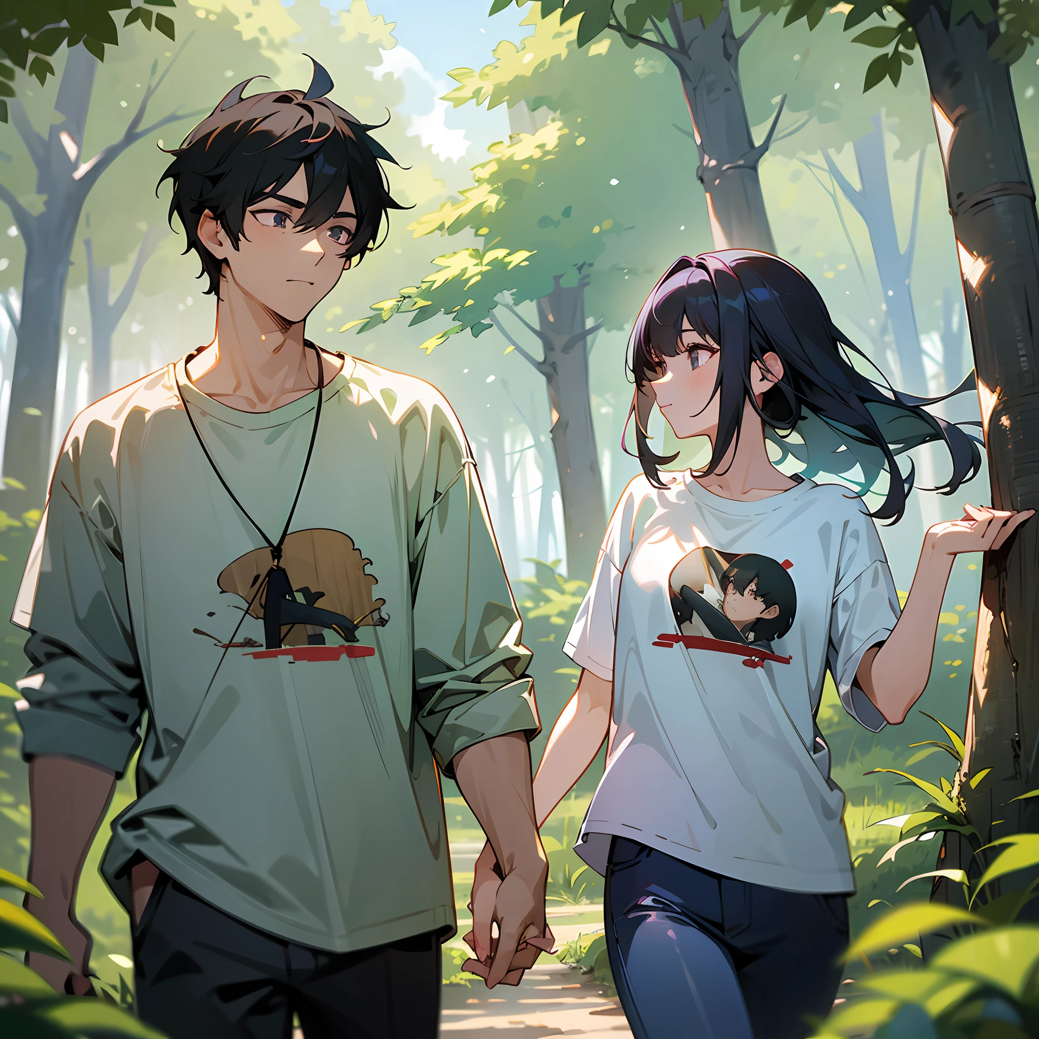 smiling couple, couple in love, smiling, 1 girl with dark brown eyes, 1 boy with light green eyes