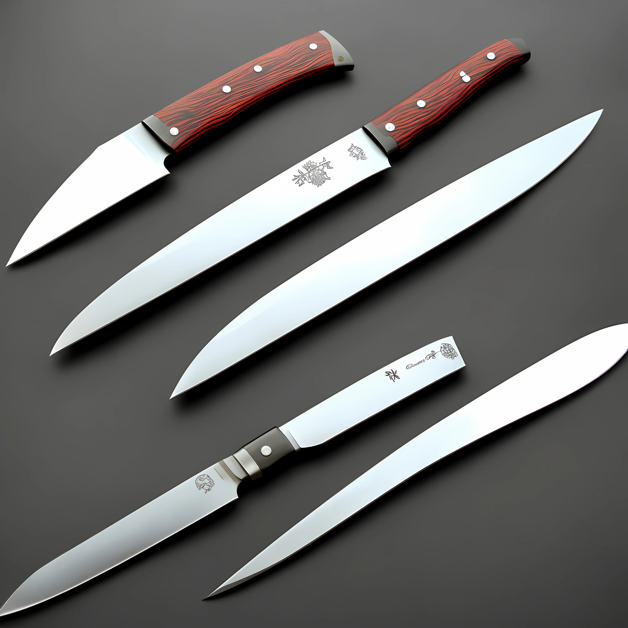 Giant metal knife with double blades with blood