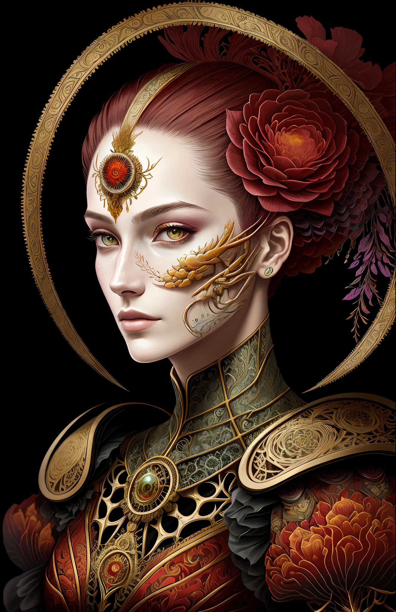 A detailed ultra hd painting of many different types of bones by android jones, Earnst Haeckel, James Jean. Winner of the Behance Contest, generative art, Baroque, intricate patterns, Fractalism, Film still, Photorealistic, Portrait of a beautiful woman surrounded by darkness, Portrait of a beautiful young maiden, War hammer, A little red water, Middle Ages, Highly detailed, Art station, Illustration, Sylvari portrait, Quality 8 k, Art by Partick Woodroof