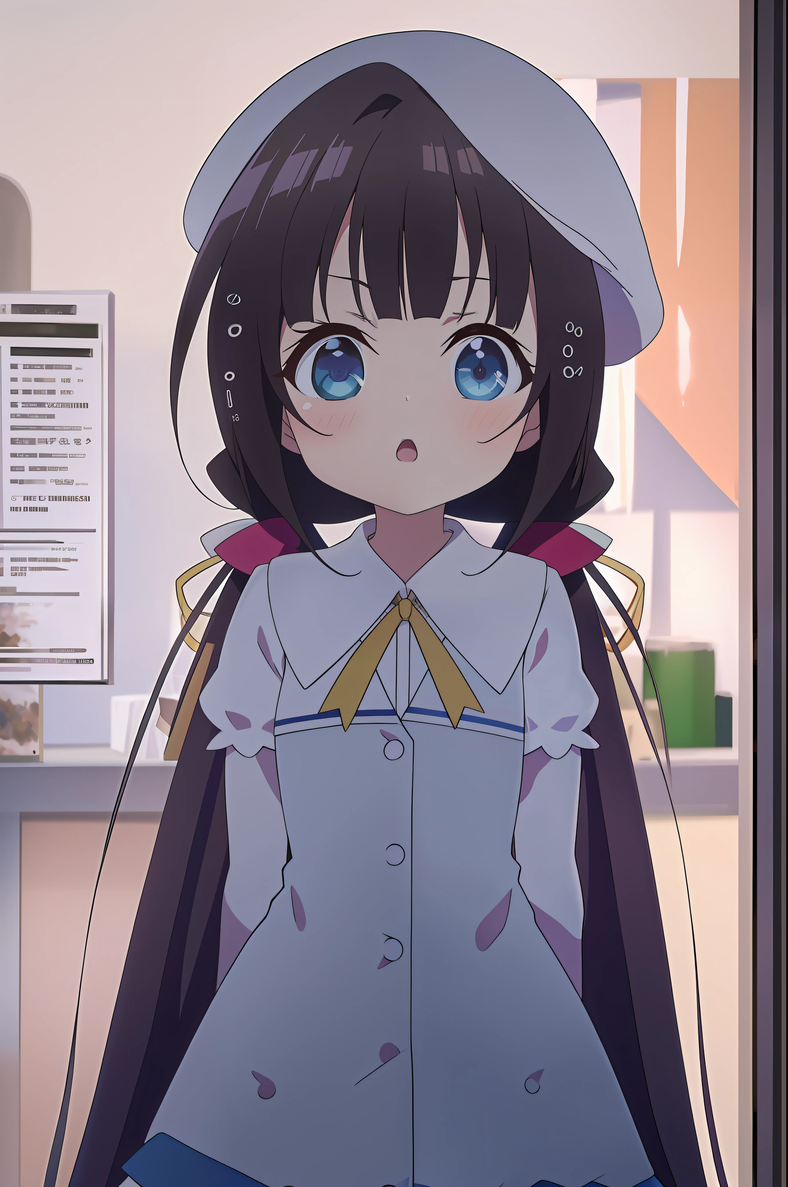 hinatsuru ai, (main dress style, white berets), 8k, masterpiece, absurdres, anime, screencap,