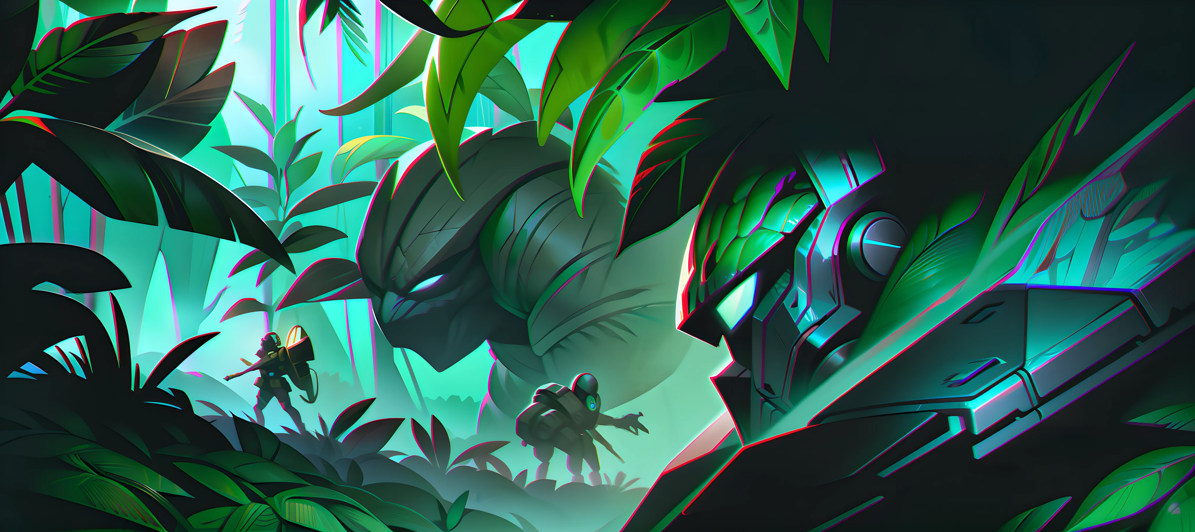 Illustration for the Jungler Elite eBook cover that depicts a jungler in action in the jungle, art style that fits with the League of Legends theme, jungle monsters in the background, convey the idea of strategy, skill, and success. vibrant colors