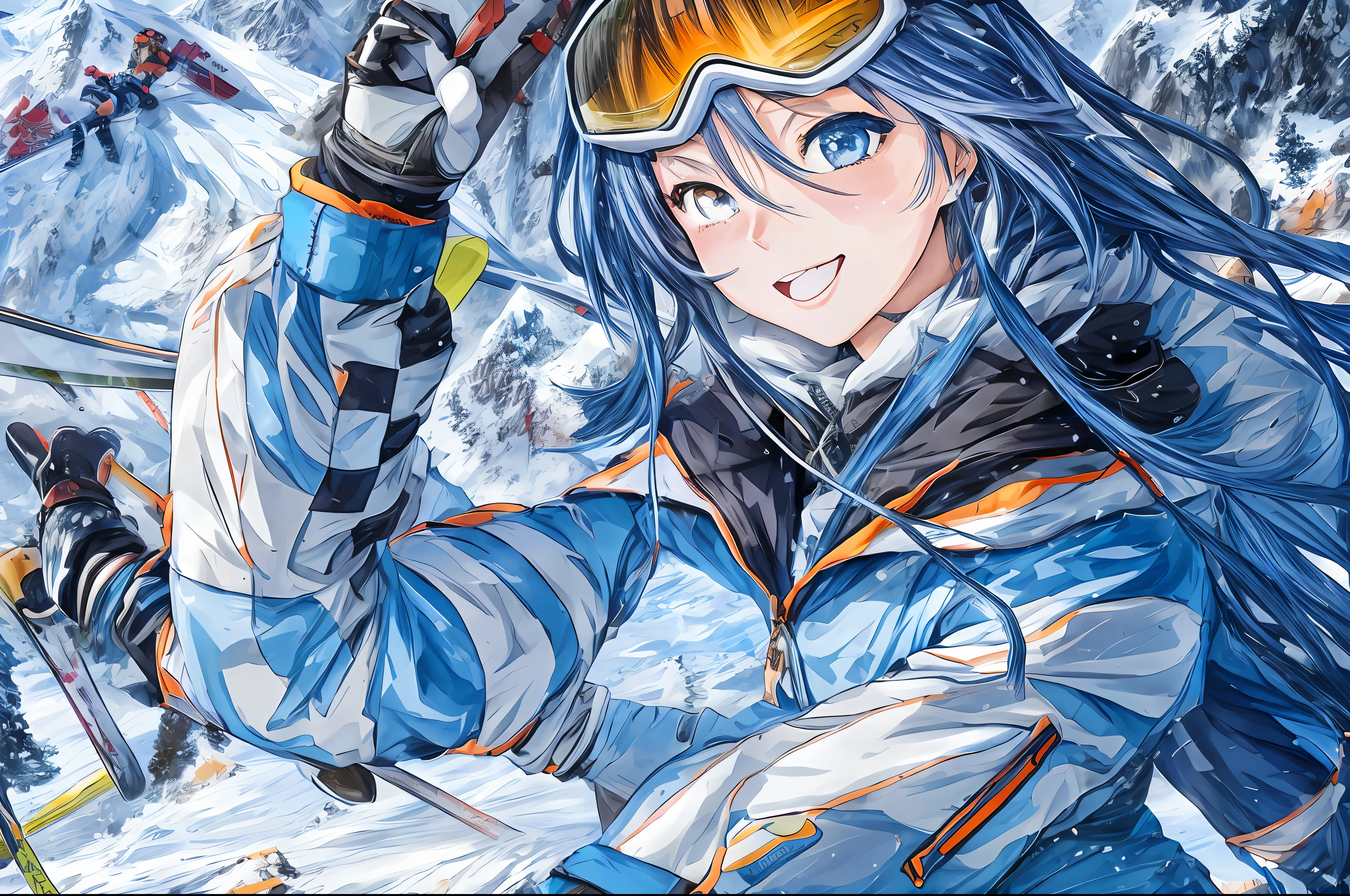 anime girl with skis and goggles on a snowy mountain, 4 k manga wallpaper, official anime artwork, anime style 4 k, detailed key anime art, anime art wallpaper 8 k, anime wallpaper 4 k, anime wallpaper 4k, anime art wallpaper 4k, anime art wallpaper 4 k, 4k anime wallpaper, best anime 4k konachan wallpaper