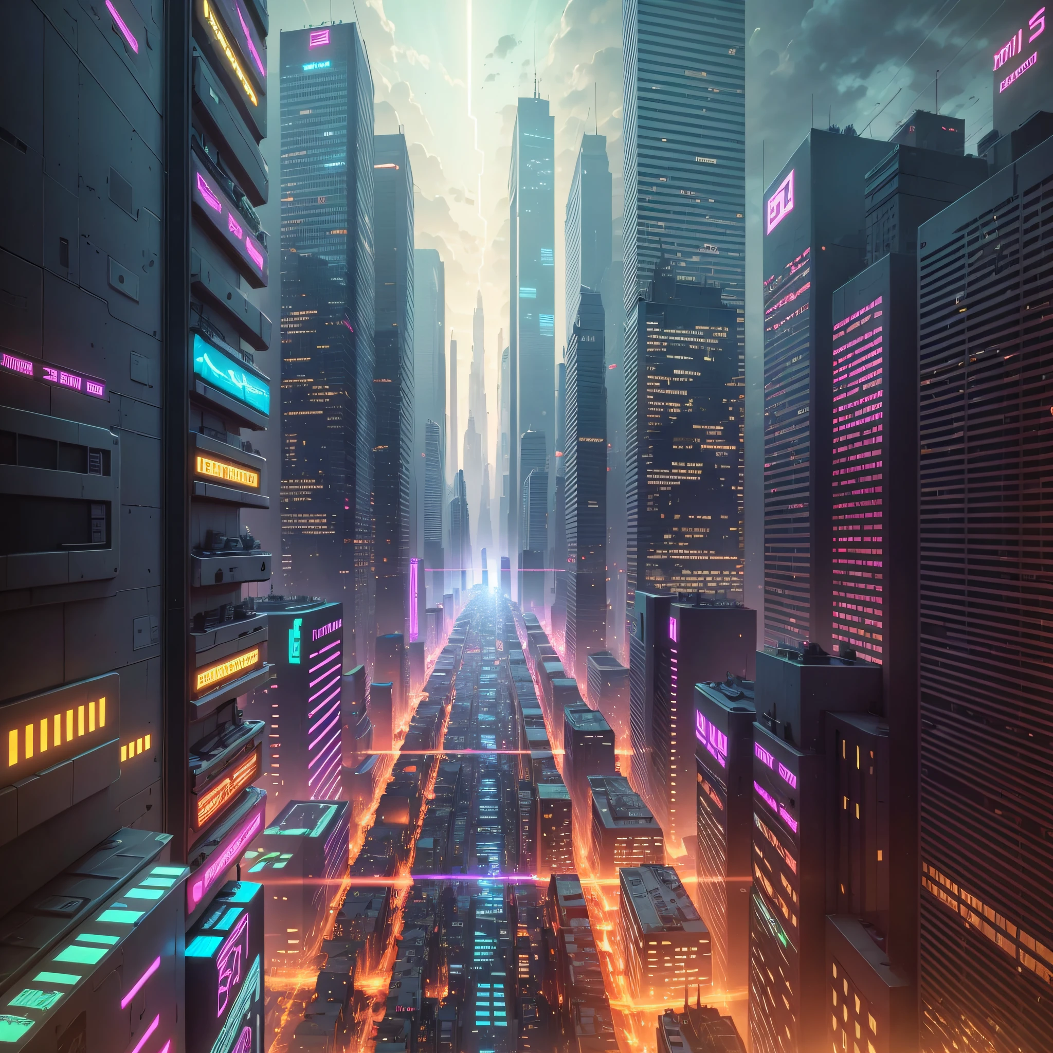 a big city, cyberpunk style, HD --auto --s2