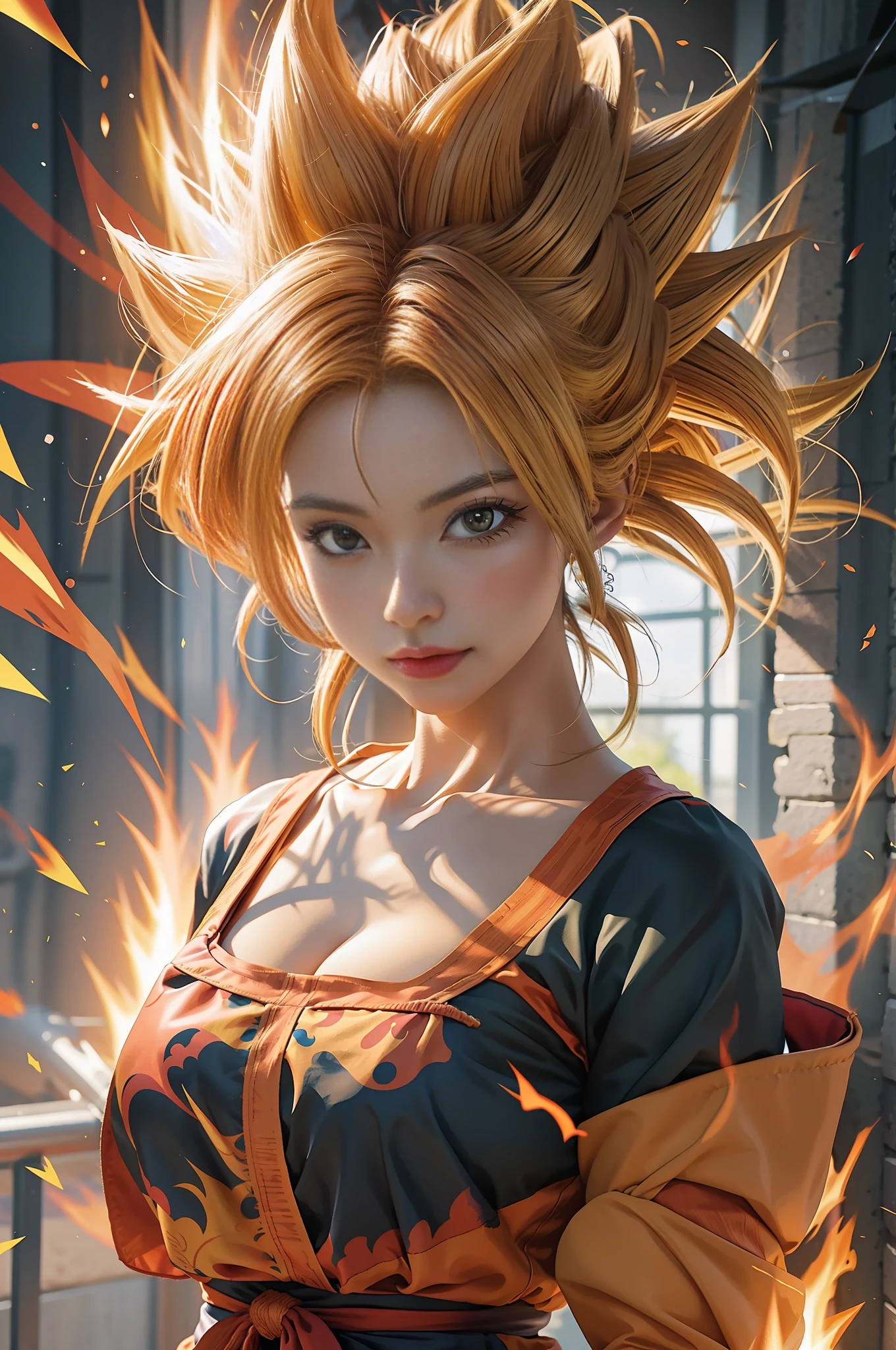 Dragon Ball Goku Wallpaper Dragon Ball Goku Wallpaper, Saiyan Girl, Super Saiyan, Super Saiyan 3, Super Sayan, Go Super Saiyan, Female Goku, HQ Art, (Fire), Official Art, High Quality Fan Art, Super Saiyan Goku, Fan Art, Anne Leonhardt, Badass Anime 8 K, HD artwork, High quality anime art style, Detailed fan art, face refinement, detail face