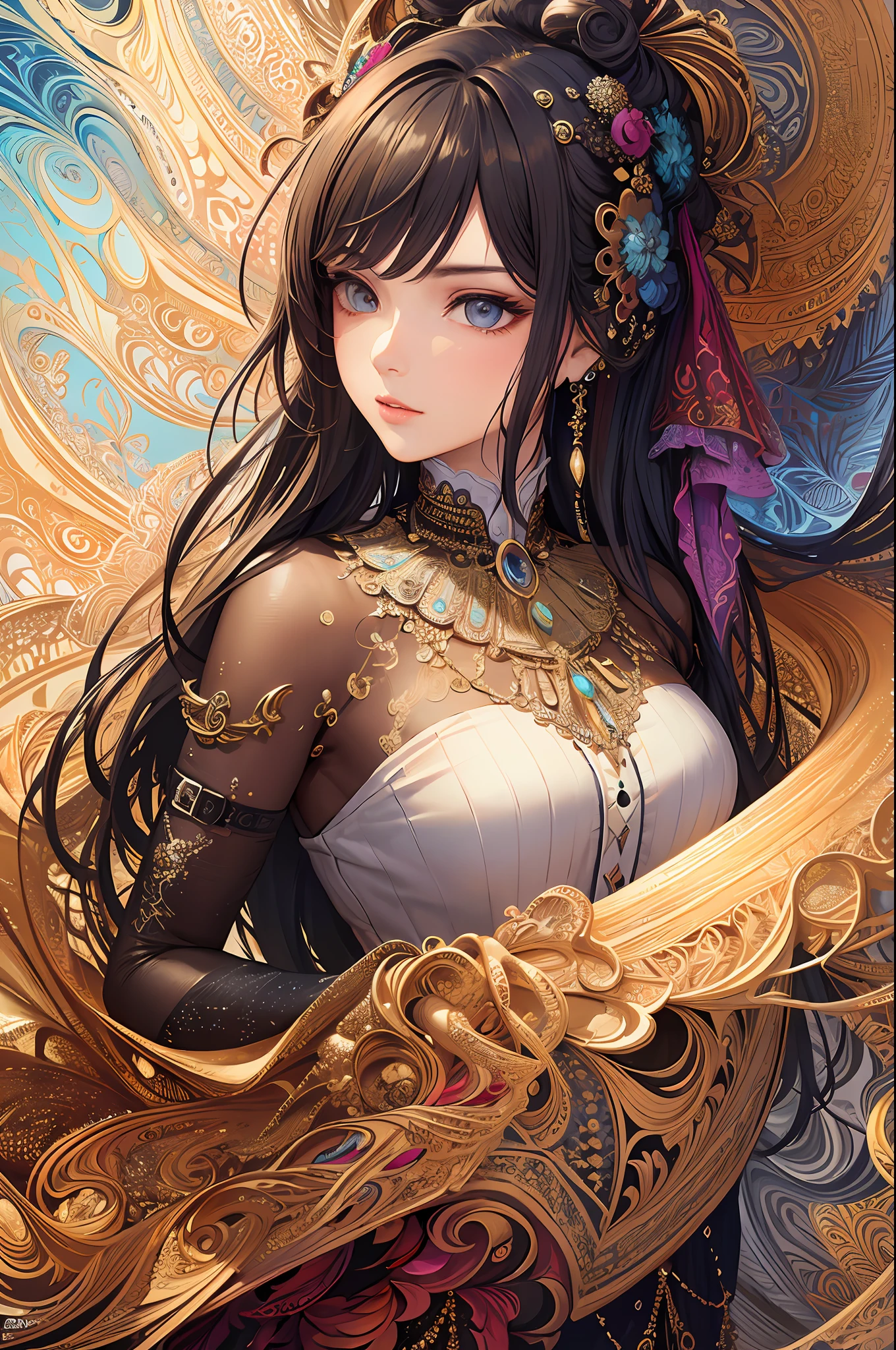 (masterpiece, top quality, best quality, official art, beautiful and aesthetic:1.2), (1girl), extreme detailed,(fractal art:1.3),colorful,highest detailed