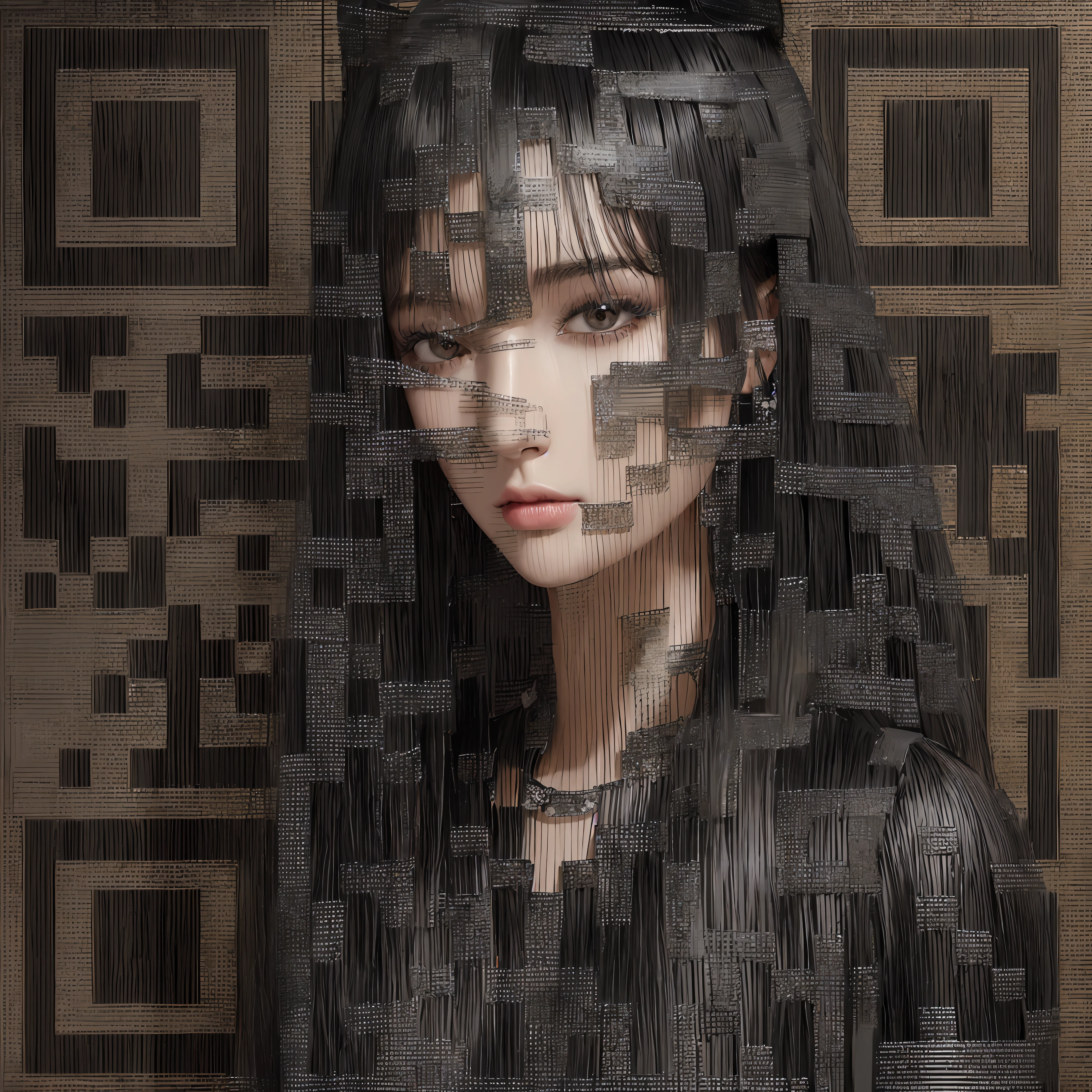 (((masterpiece+best quality+high resolution+ultra-detailed))), long silky black hair, high nose, sharp eyes, noble and inviolable temperament, (([female]: 1.2 + [beauty]: 1.2 + black long hair: 1.2)), dark and deep background, bright eyes, dynamic angle and posture.