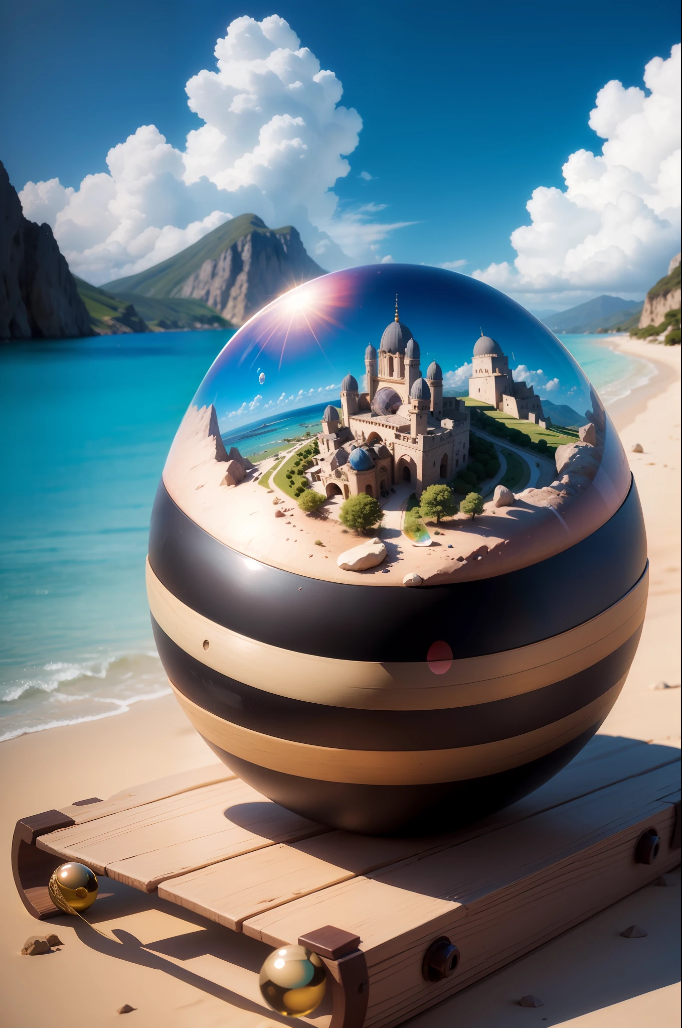 mini\(ttp\), (8k, RAW photo, best quality, masterpiece: 1.2), colored background, clean background, depth of field, Machupicho, turkey, thumbnail, landscape, isometric, crystal ball,