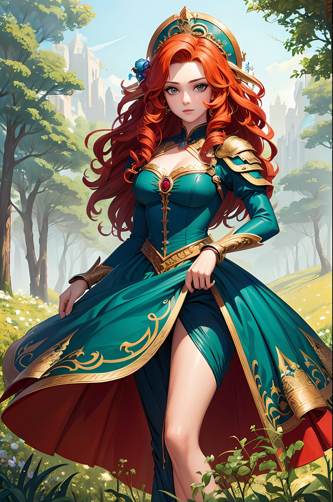 (Masterpiece, Top Quality, Best Quality, Official Art, Beauty and Aesthetics: 1.2), (Merida, Brave, Love, Sexy), Extremely Detailed, (Fractal Art: 1.3), Colorful, Most Detailed
