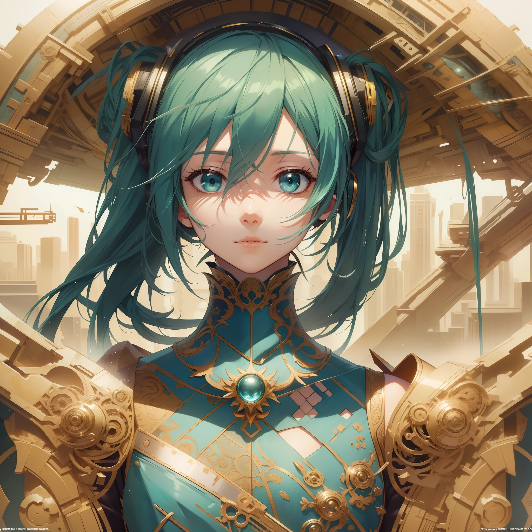 Hatsune Miku, extremely beautiful and proportionate face, in-frame, in-frame, beautiful detailed eyes, fantasy art, in the style of Artgerm, illustration, epic, fantasy, intricate, hyper detailed, artstation, concept art, smooth, sharp focus, ray tracing, vibrant