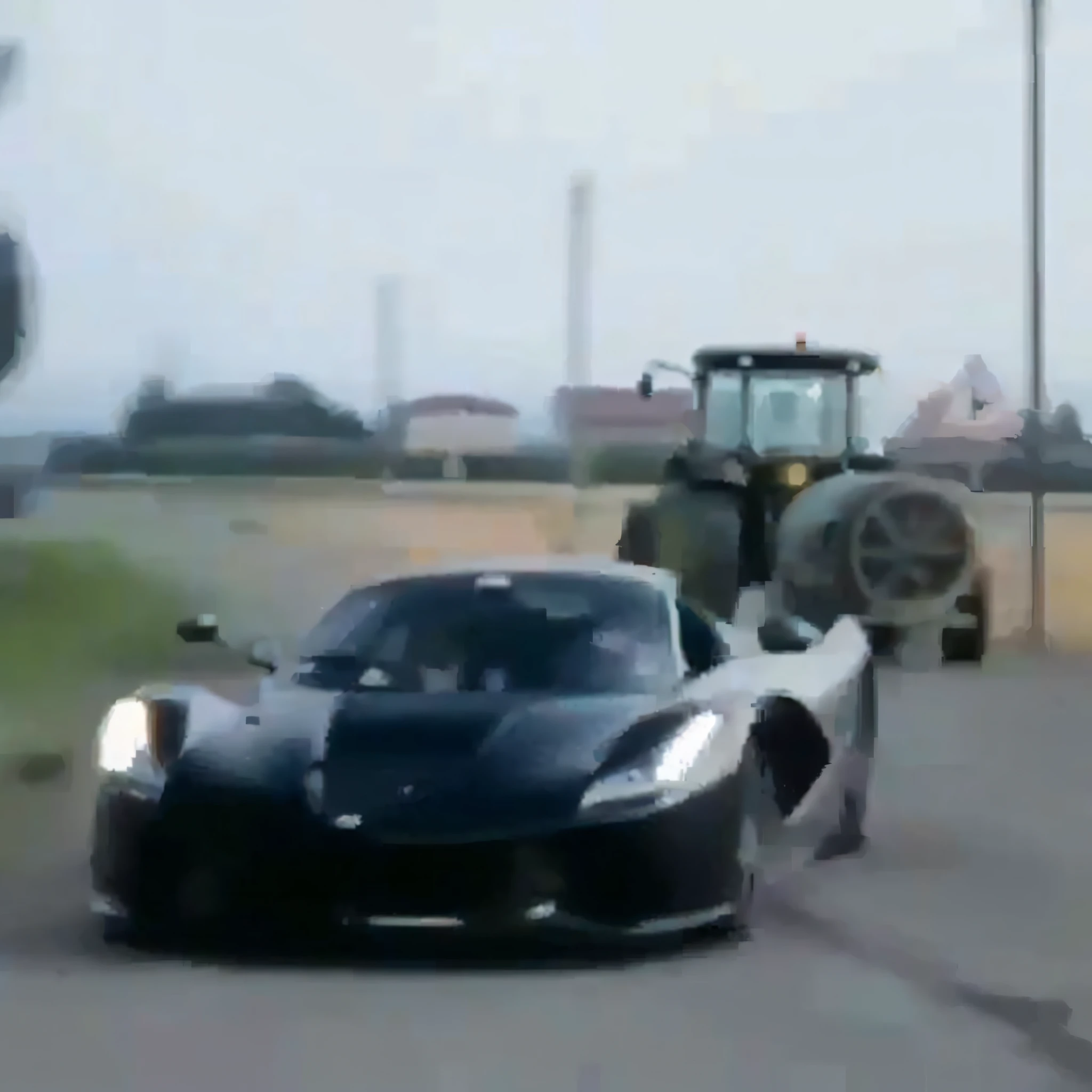 A black sports car driving on the road, extremely strong wind, high-speed chase, high wind, HD quality, 4K picture quality, handsome sports car on the highway, the car moves fast, the license plate says SAROTIN, there are no cars and people around.