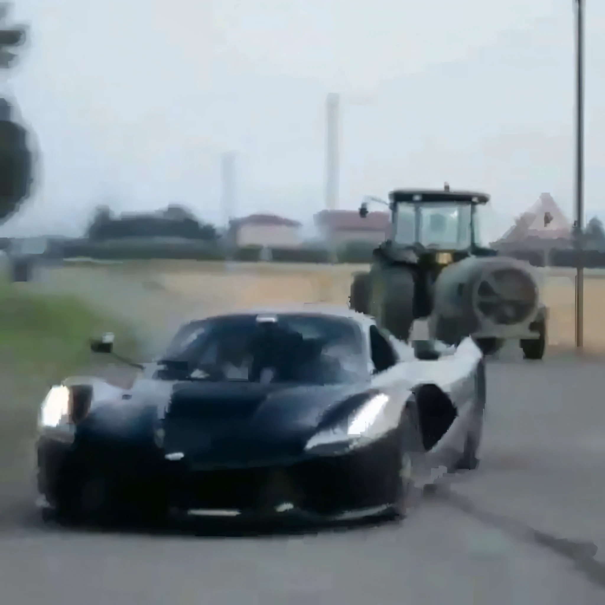A black sports car driving on the road, extremely strong wind, high-speed chase, high wind, HD quality, 4K picture quality, handsome sports car on the highway, the car moves fast, the license plate says SAROTIN, there are no cars and people around.