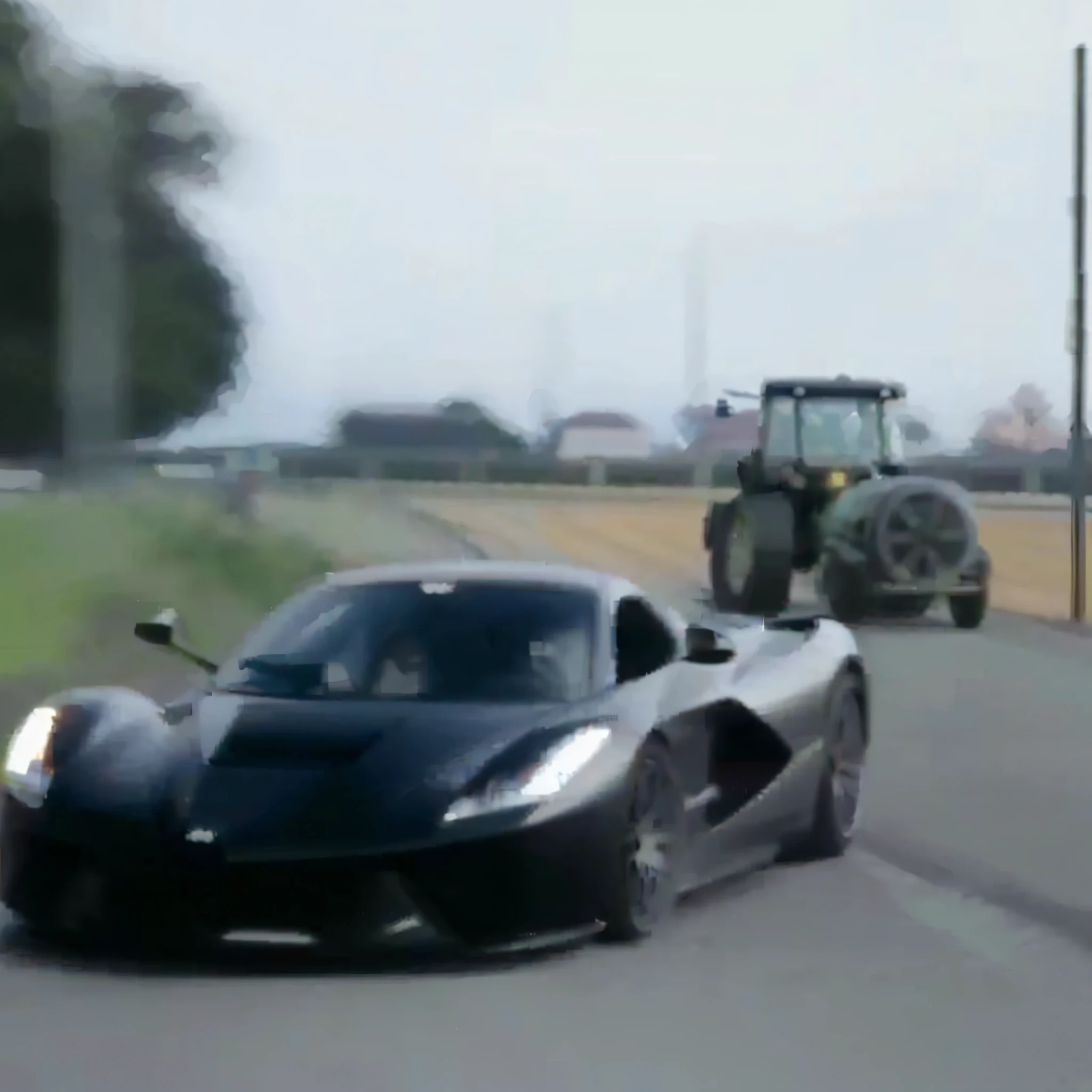 A black sports car driving on the road, extremely strong wind, high-speed chase, high wind, HD quality, 4K picture quality, handsome sports car on the highway, the car moves fast, the license plate says SAROTIN, there are no cars and people around.
