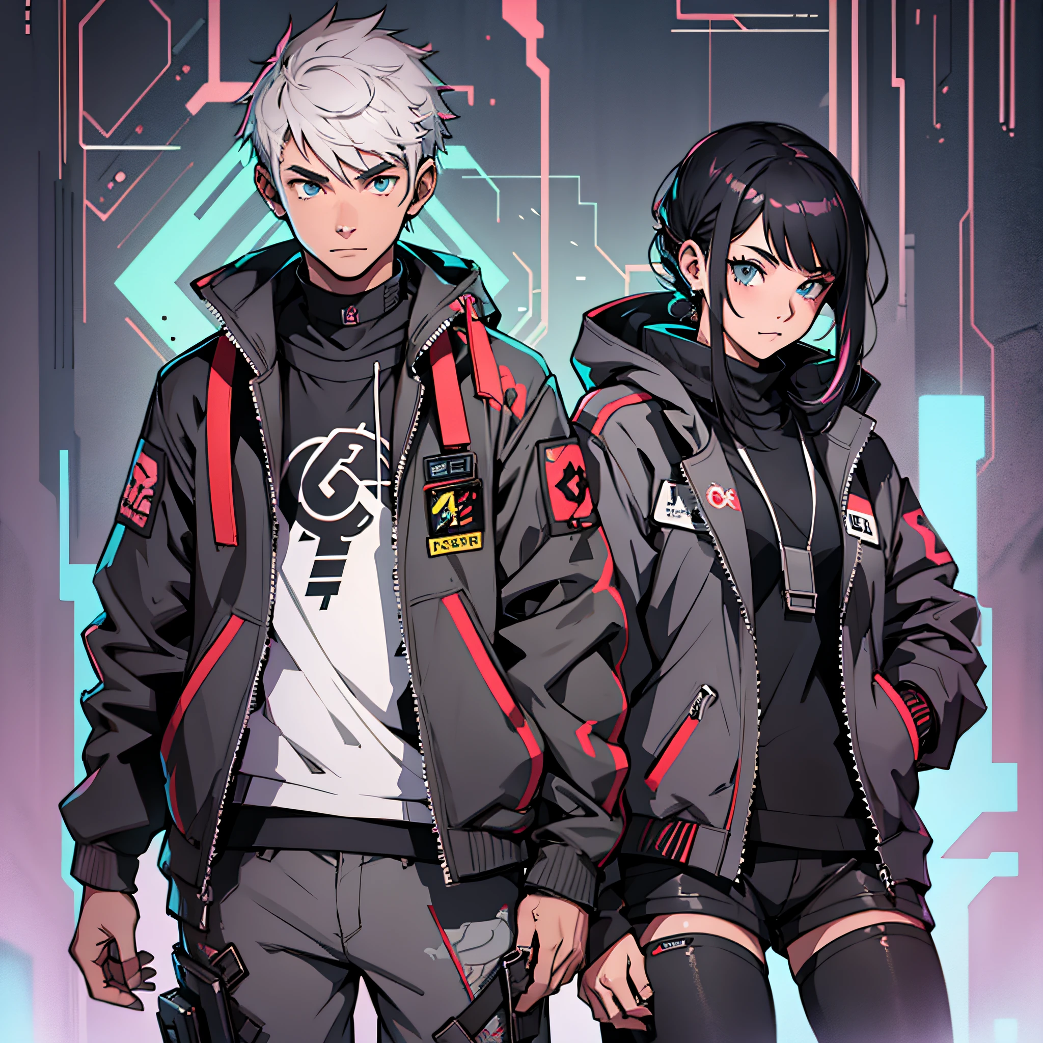 Young adolescent couple in a cyberpunk style created by PanzerSnail --auto --s2