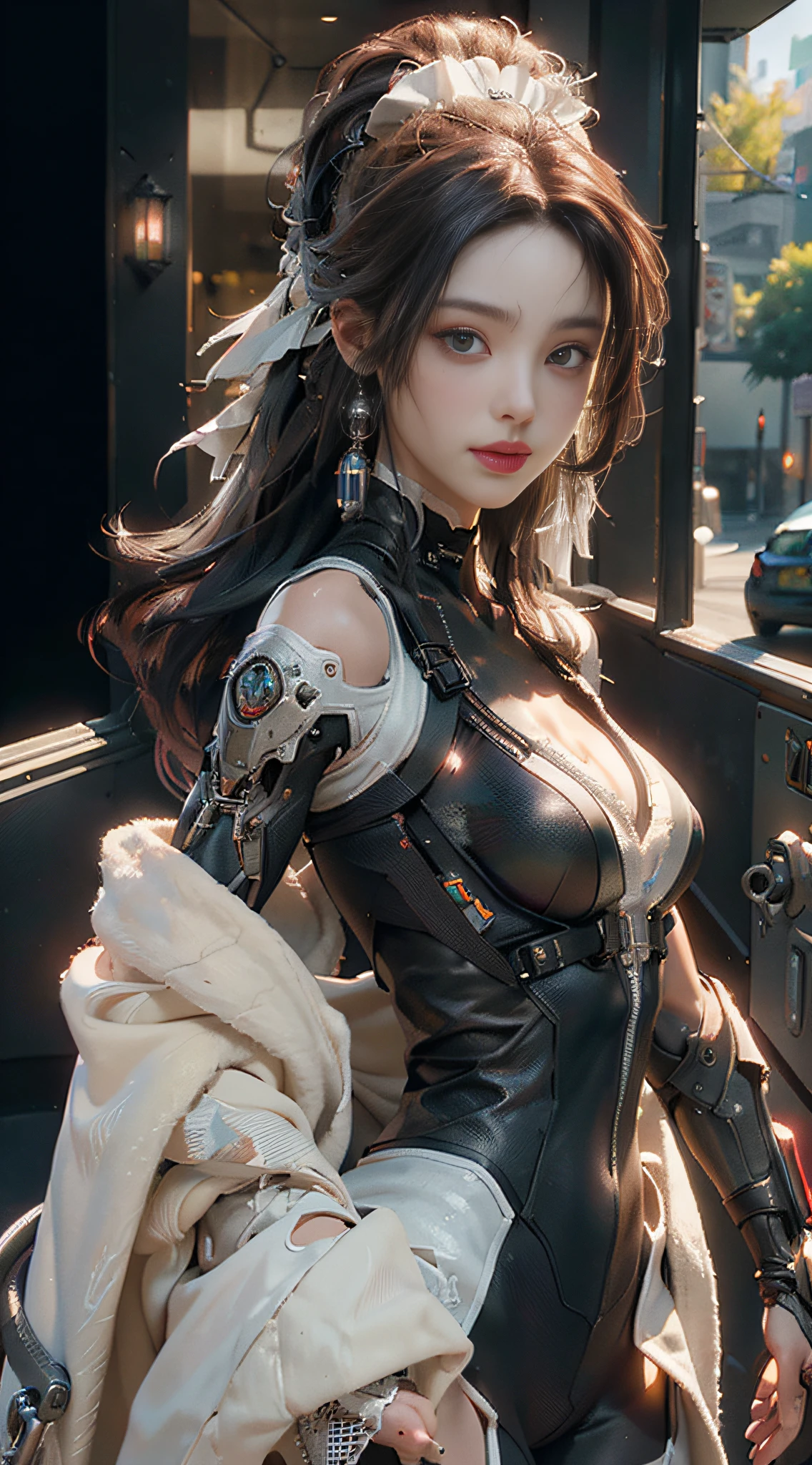 ((Best quality)), ((masterpiece)), (detailed:1.4), 3D, an image of a beautiful cyberpunk female,HDR (High Dynamic Range),Ray Tracing,NVIDIA RTX,Super-Resolution,Unreal 5,Subsurface scattering,PBR Texturing,Post-processing,Anisotropic Filtering,Depth-of-field,Maximum clarity and sharpness,Multi-layered textures,Albedo and Specular maps,Surface shading,Accurate simulation of light-material interaction,Perfect proportions,Octane Render,Two-tone lighting,Wide aperture,Low ISO,White balance,Rule of thirds,8K RAW,