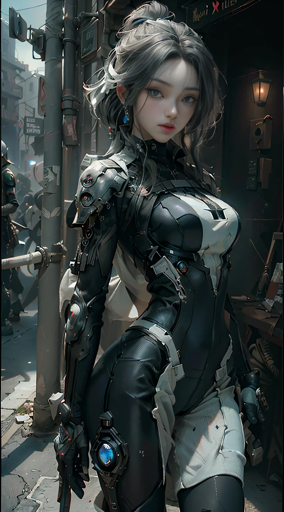 ((Best quality)), ((masterpiece)), (detailed:1.4), 3D, an image of a beautiful cyberpunk female,HDR (High Dynamic Range),Ray Tracing,NVIDIA RTX,Super-Resolution,Unreal 5,Subsurface scattering,PBR Texturing,Post-processing,Anisotropic Filtering,Depth-of-field,Maximum clarity and sharpness,Multi-layered textures,Albedo and Specular maps,Surface shading,Accurate simulation of light-material interaction,Perfect proportions,Octane Render,Two-tone lighting,Wide aperture,Low ISO,White balance,Rule of thirds,8K RAW,