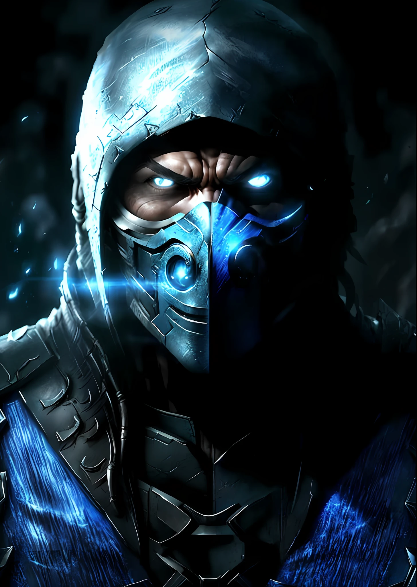 Close up Sub zero mortal kombat, 8k