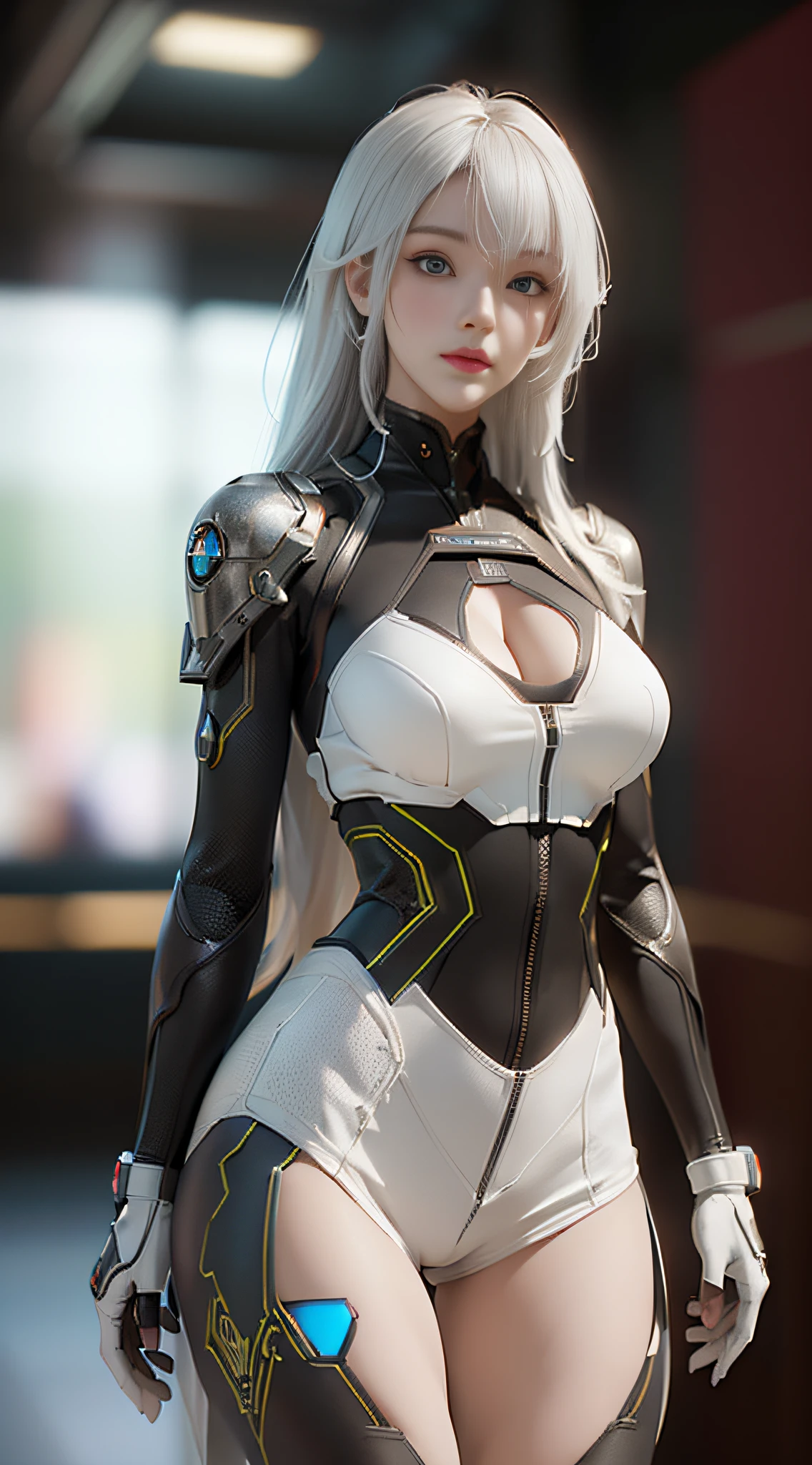 (Best Quality), ((Masterpiece), (Detail: 1.4), 3D, A Beautiful Cyberpunk Woman, HDR (High Dynamic Range), Ray Tracing, NVIDIA RTX, Super-Resolution, Unreal 5, Subsurface Scattering, PBR Textures, Post-Processing, Anisotropic Filtering, Depth of Field, Maximum Sharpness and Clarity, Multi-layer Textures, Albedo and Highlight Maps, Surface Shading, Accurate simulation of light-material interactions, full-body photo, perfect proportions, Octane Render, two-color light, large aperture, low ISO, white balance, rule of thirds, 8K RAW,