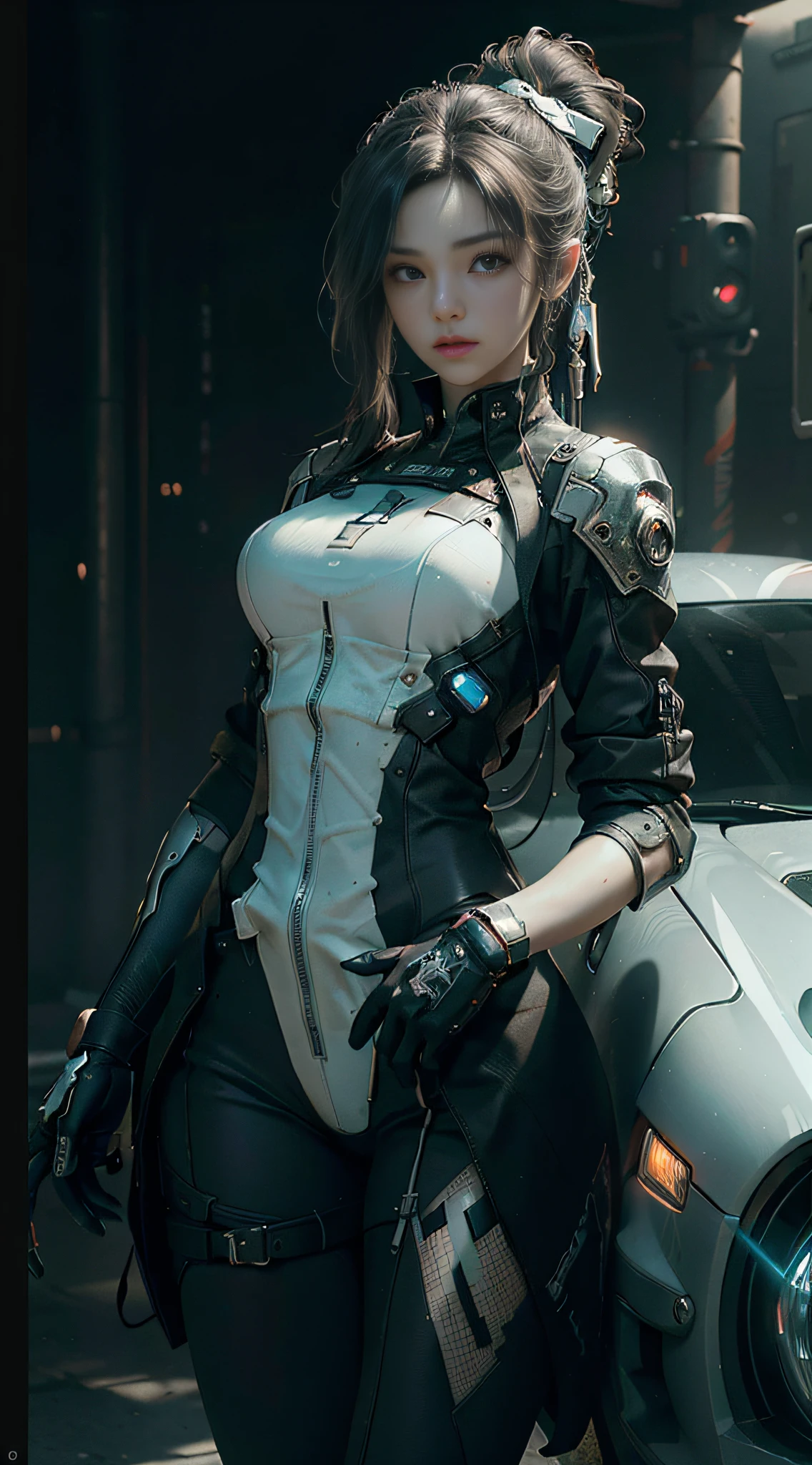 ((Best quality)), ((masterpiece)), (detailed:1.4), 3D, an image of a beautiful cyberpunk female,HDR (High Dynamic Range),Ray Tracing,NVIDIA RTX,Super-Resolution,Unreal 5,Subsurface scattering,PBR Texturing,Post-processing,Anisotropic Filtering,Depth-of-field,Maximum clarity and sharpness,Multi-layered textures,Albedo and Specular maps,Surface shading,Accurate simulation of light-material interaction,Perfect proportions,Octane Render,Two-tone lighting,Wide aperture,Low ISO,White balance,Rule of thirds,8K RAW,